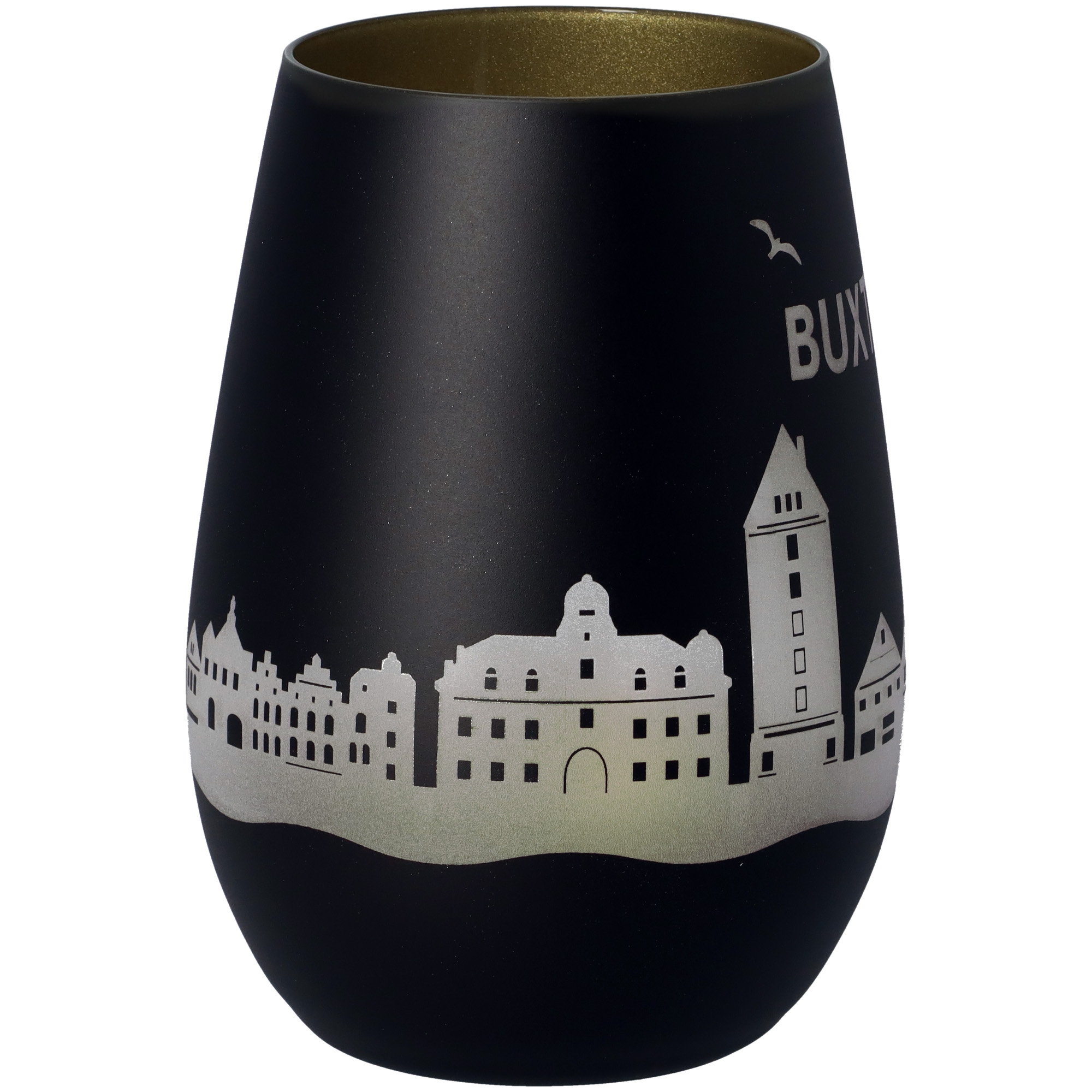 Windlicht Skyline Buxtehude Schwarz/Gold