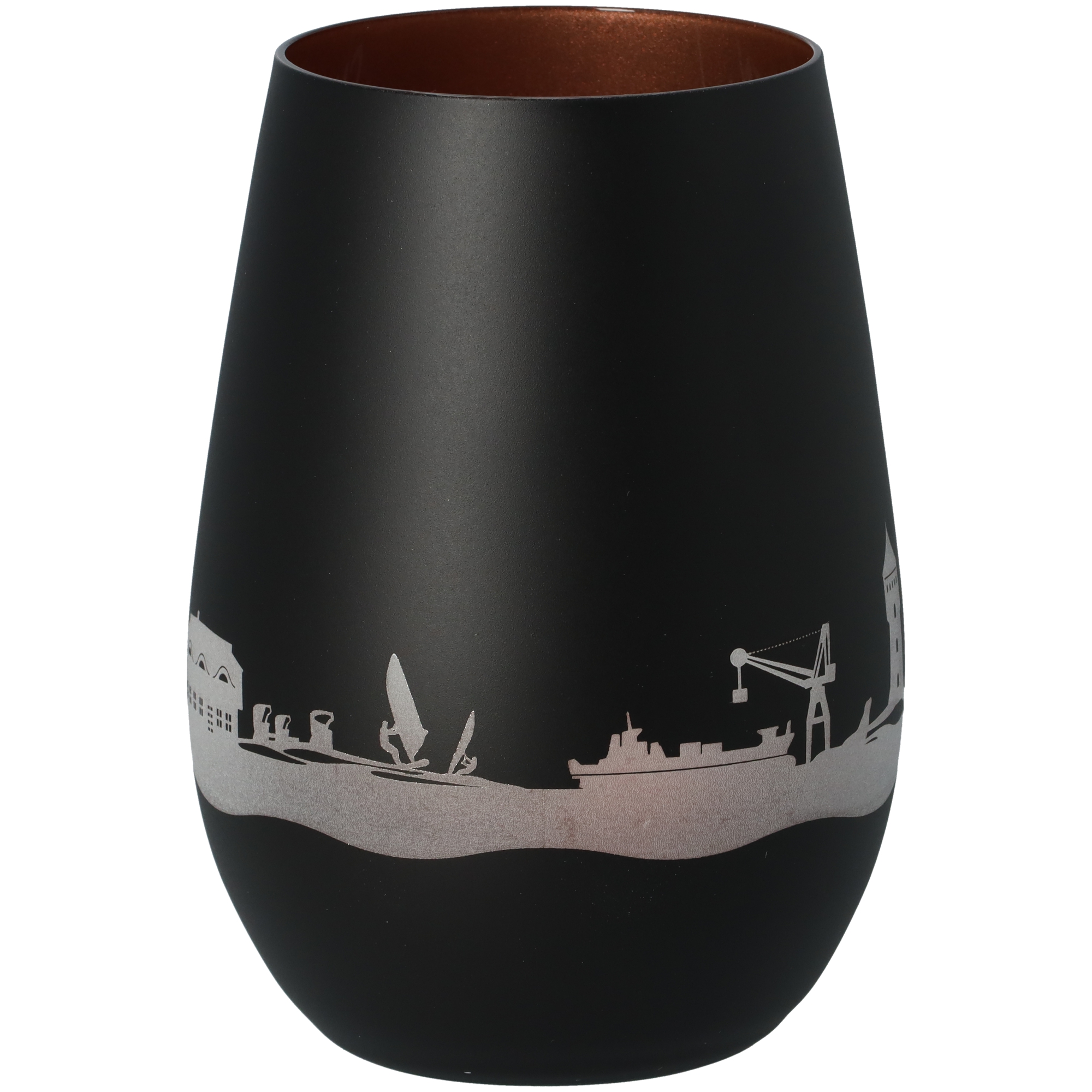 Windlicht Skyline Cuxhaven Schwarz/Bronze