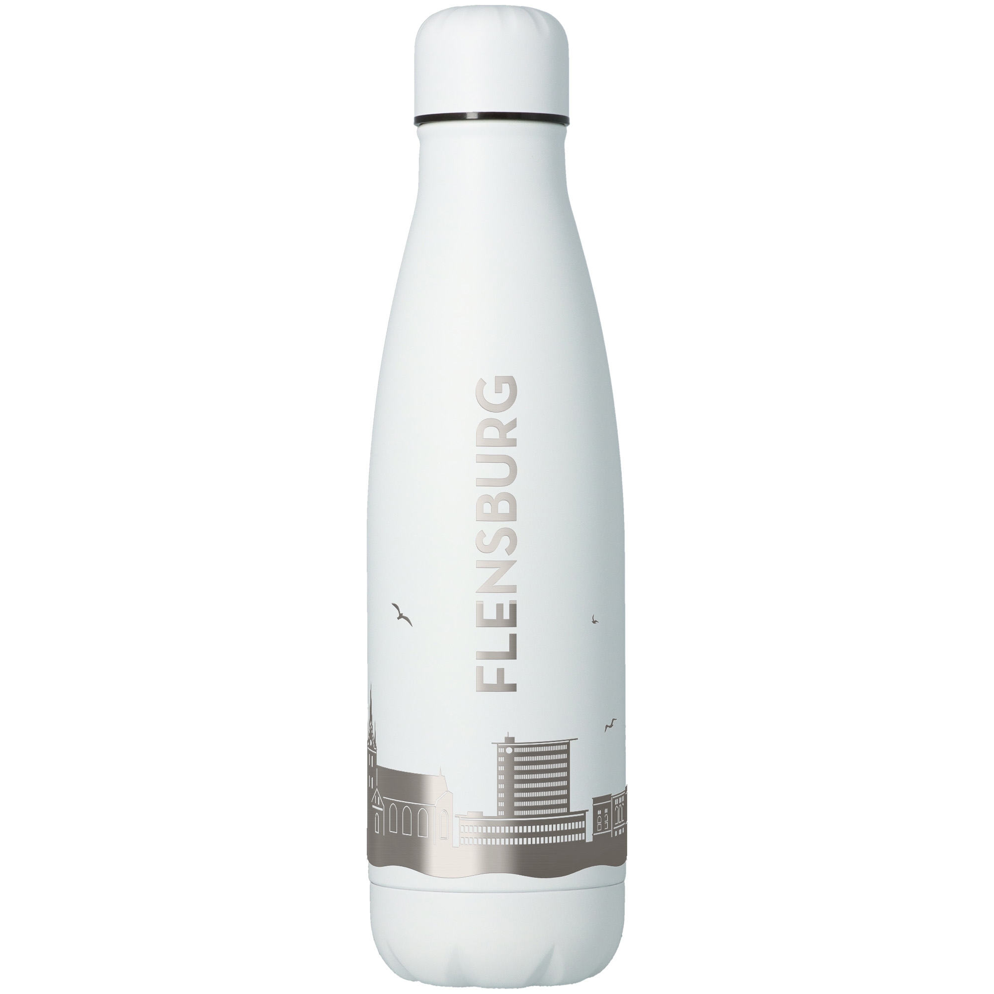 Trinkflasche Skyline Flensburg Weiß 500ml