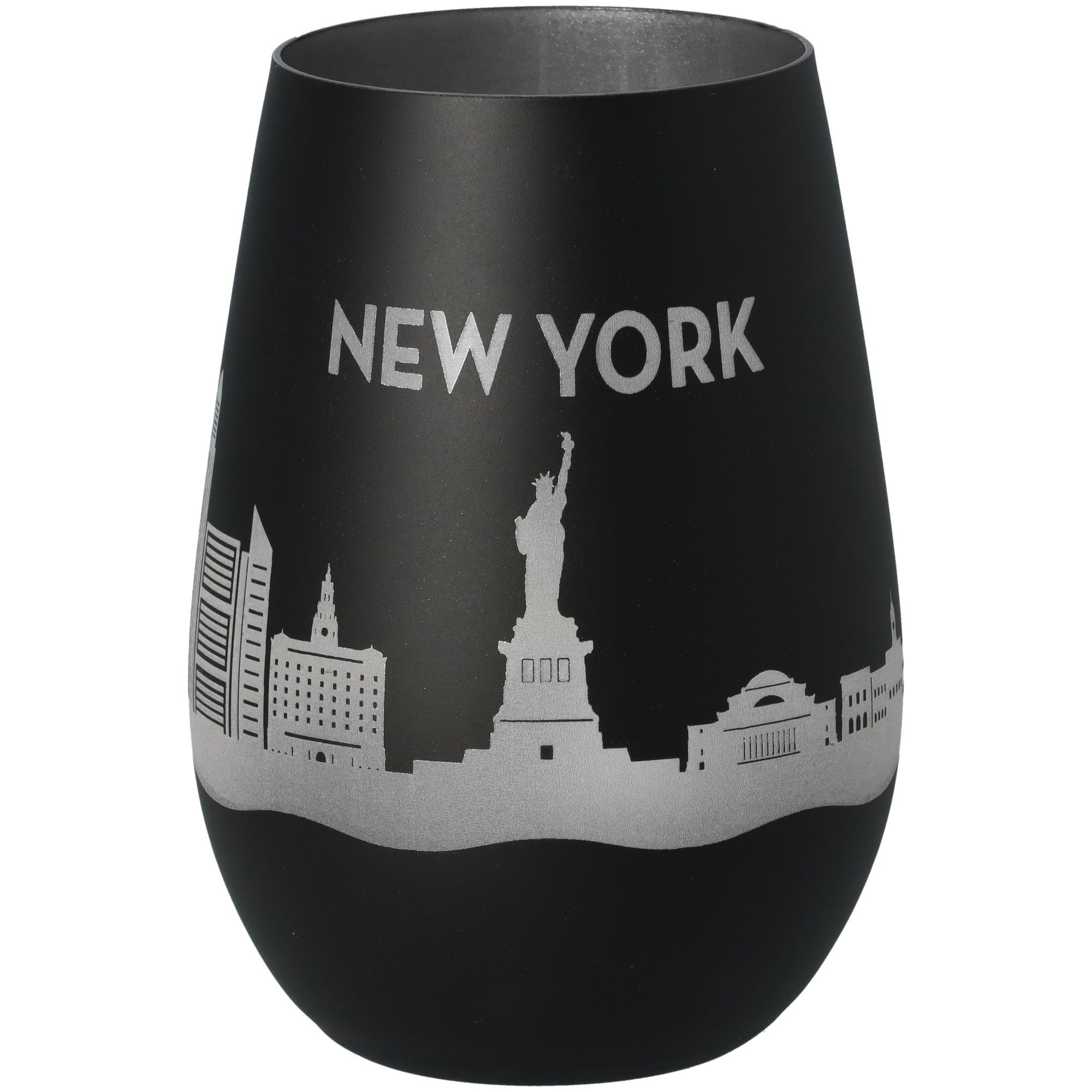 Windlicht Skyline New York Schwarz/Silber