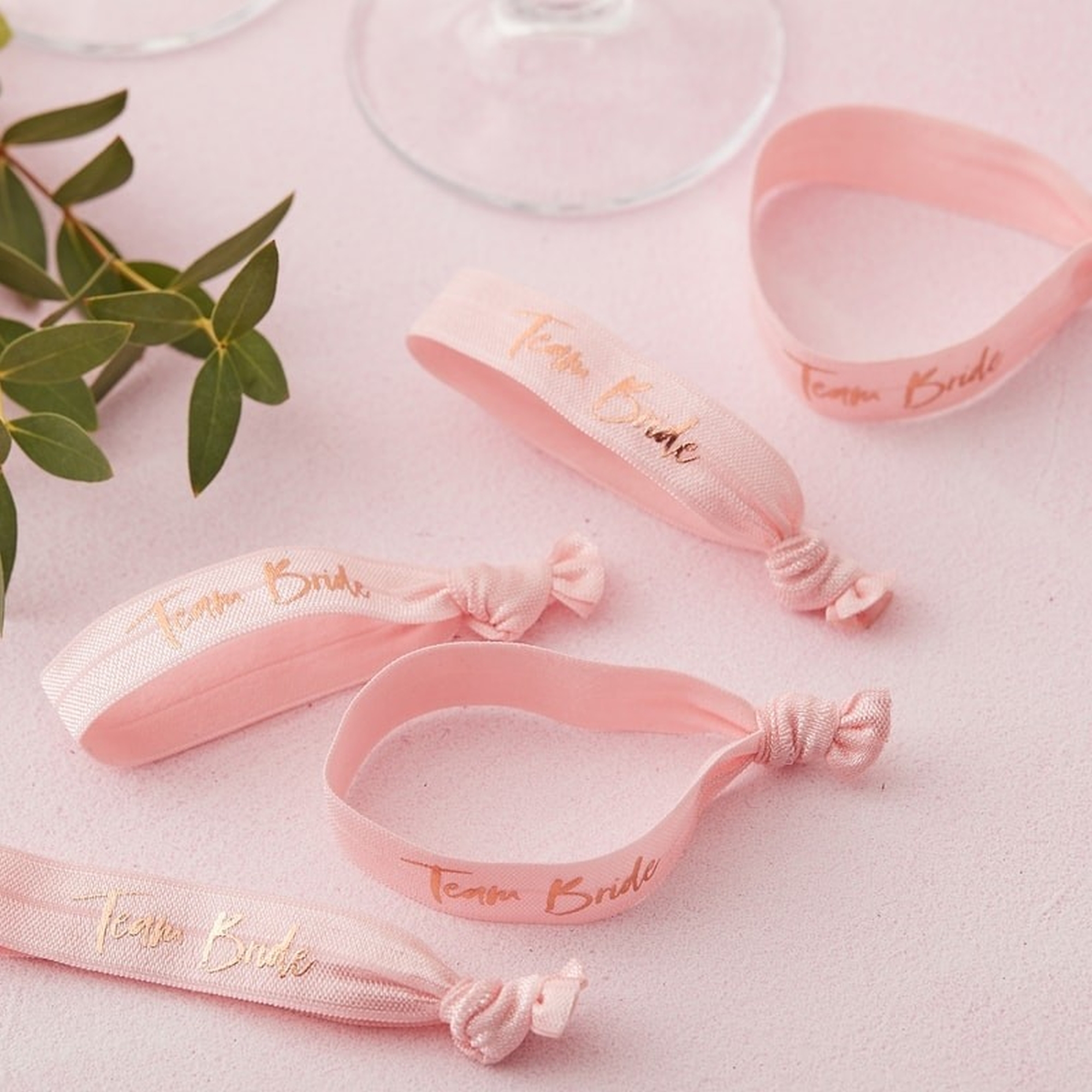 Floral Hen Party 5 Rosé Gold Team Bride elastische Armbänder 10x2cm