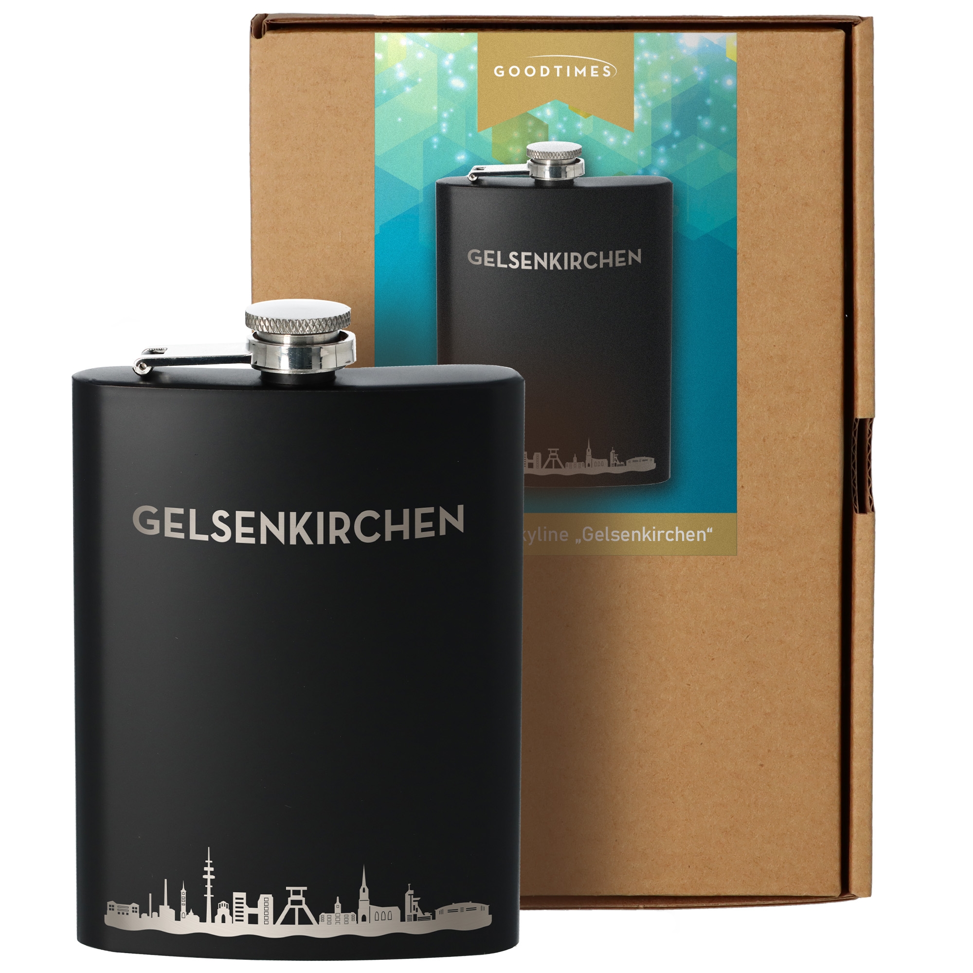 Flachmann Skyline Gelsenkirchen Schwarz 235ml