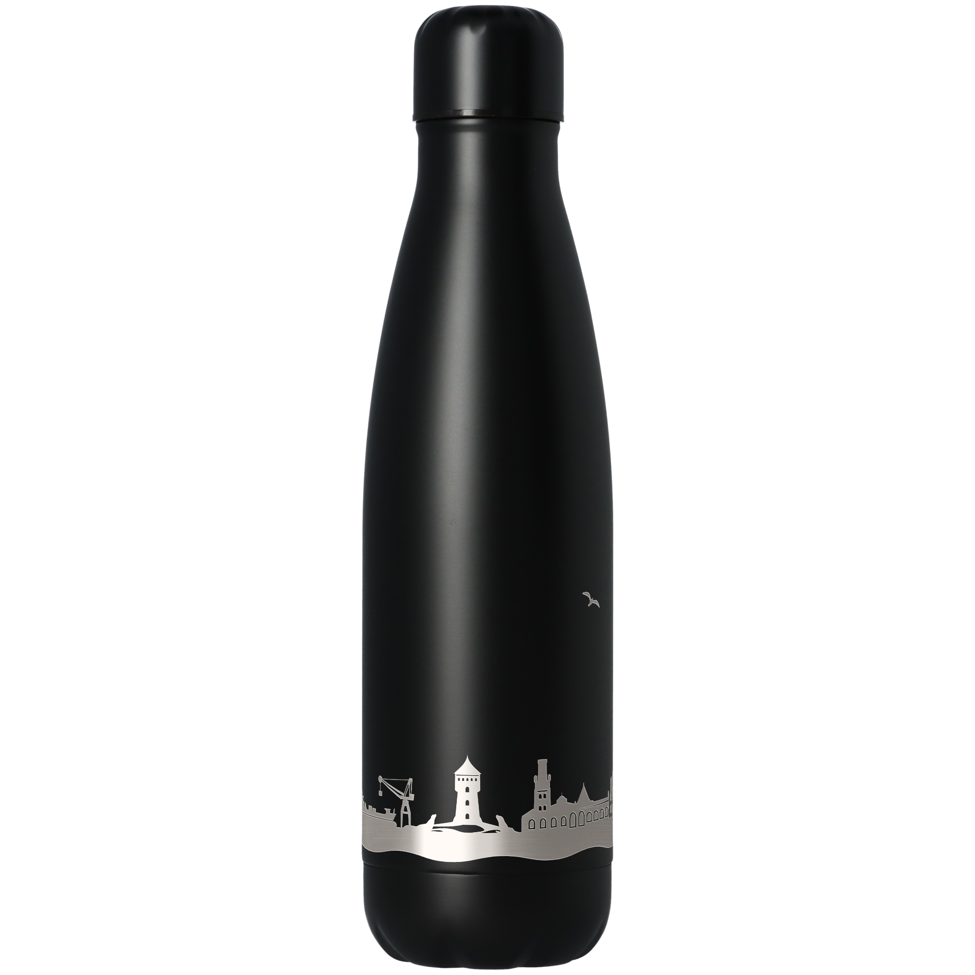 Trinkflasche Skyline Cuxhaven Schwarz 500ml