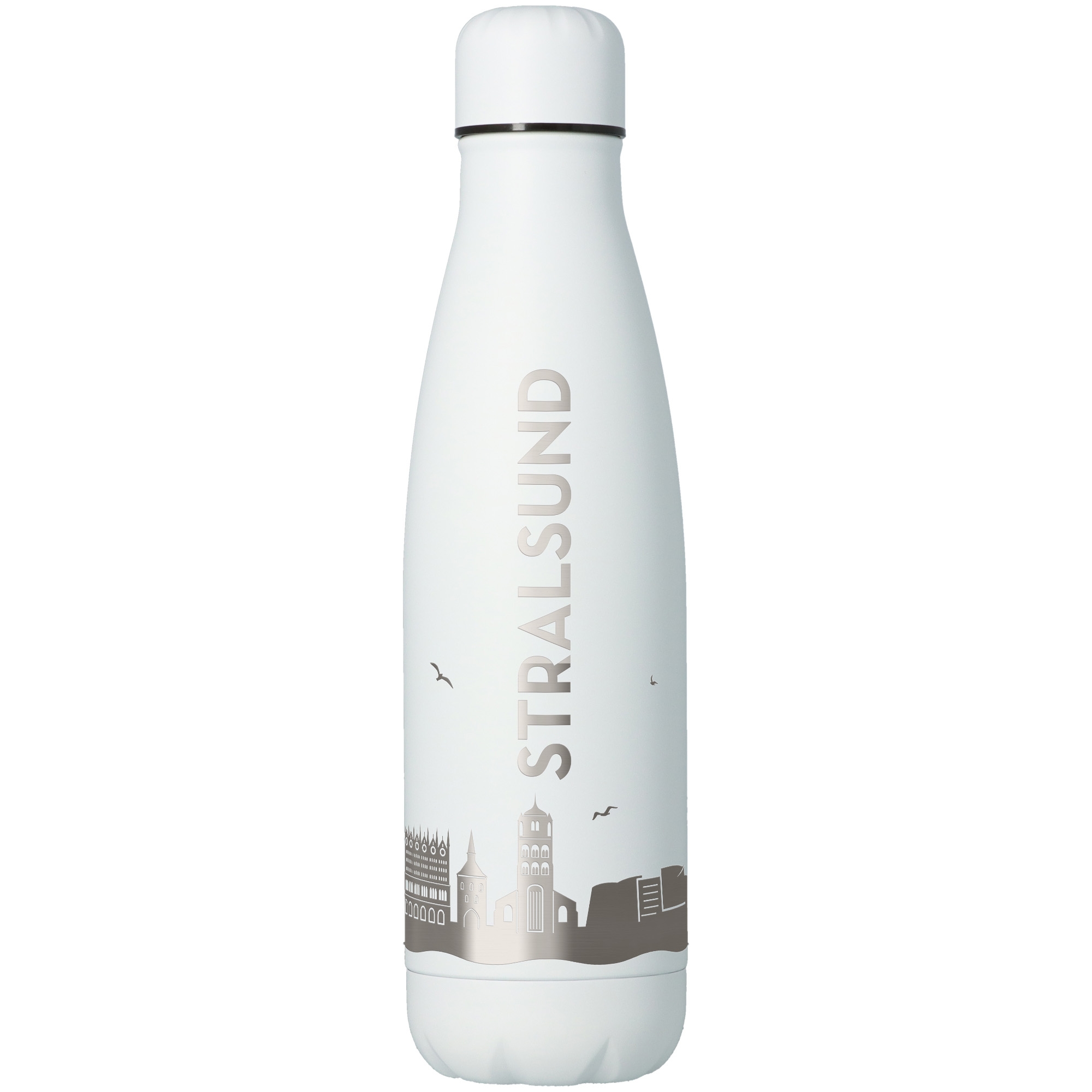 Trinkflasche Skyline Stralsund Weiß 500ml