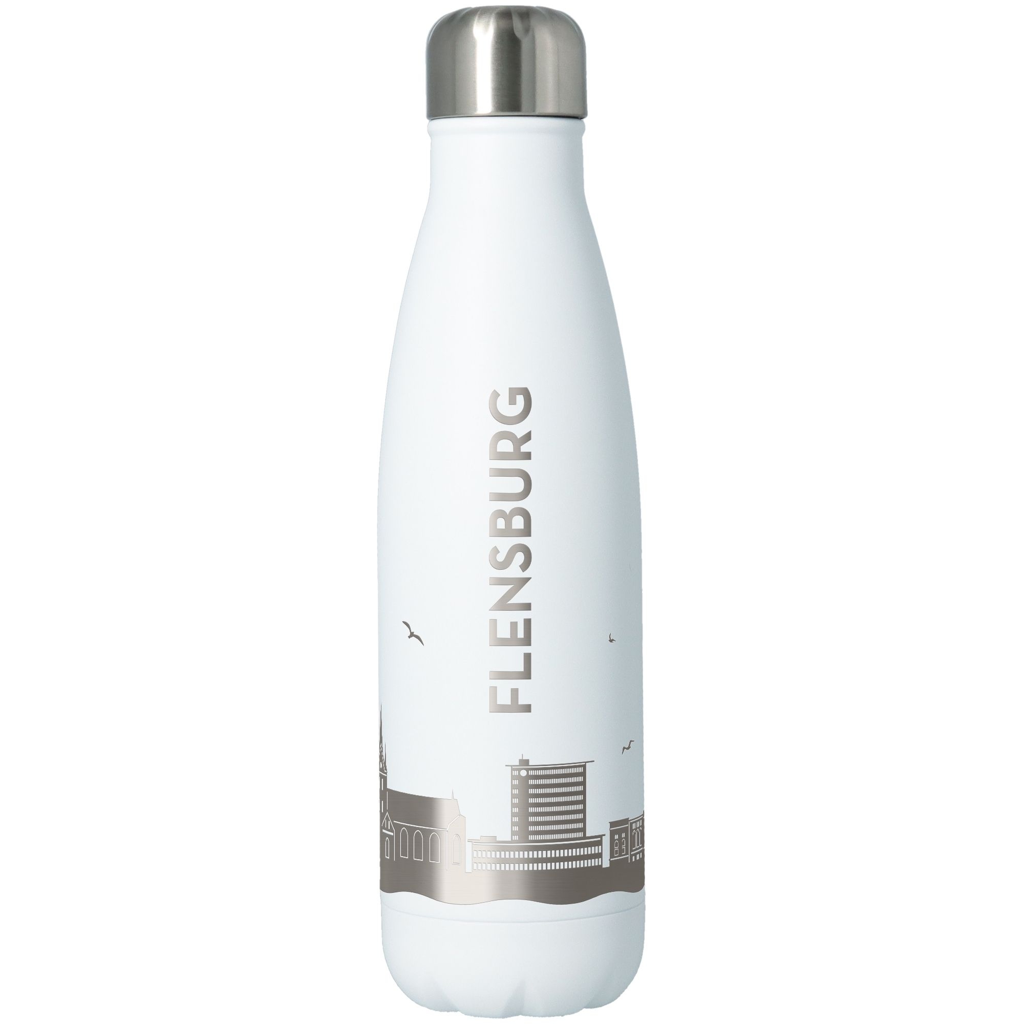 Trinkflasche Skyline Flensburg Weiß 500ml