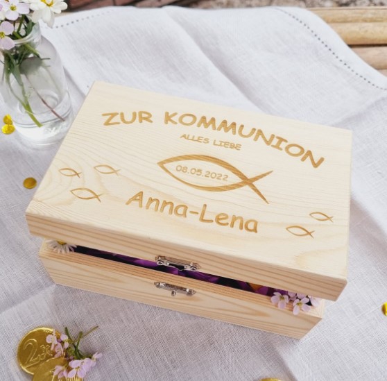 Geschenkbox Kommunion mit "Name & Datum"