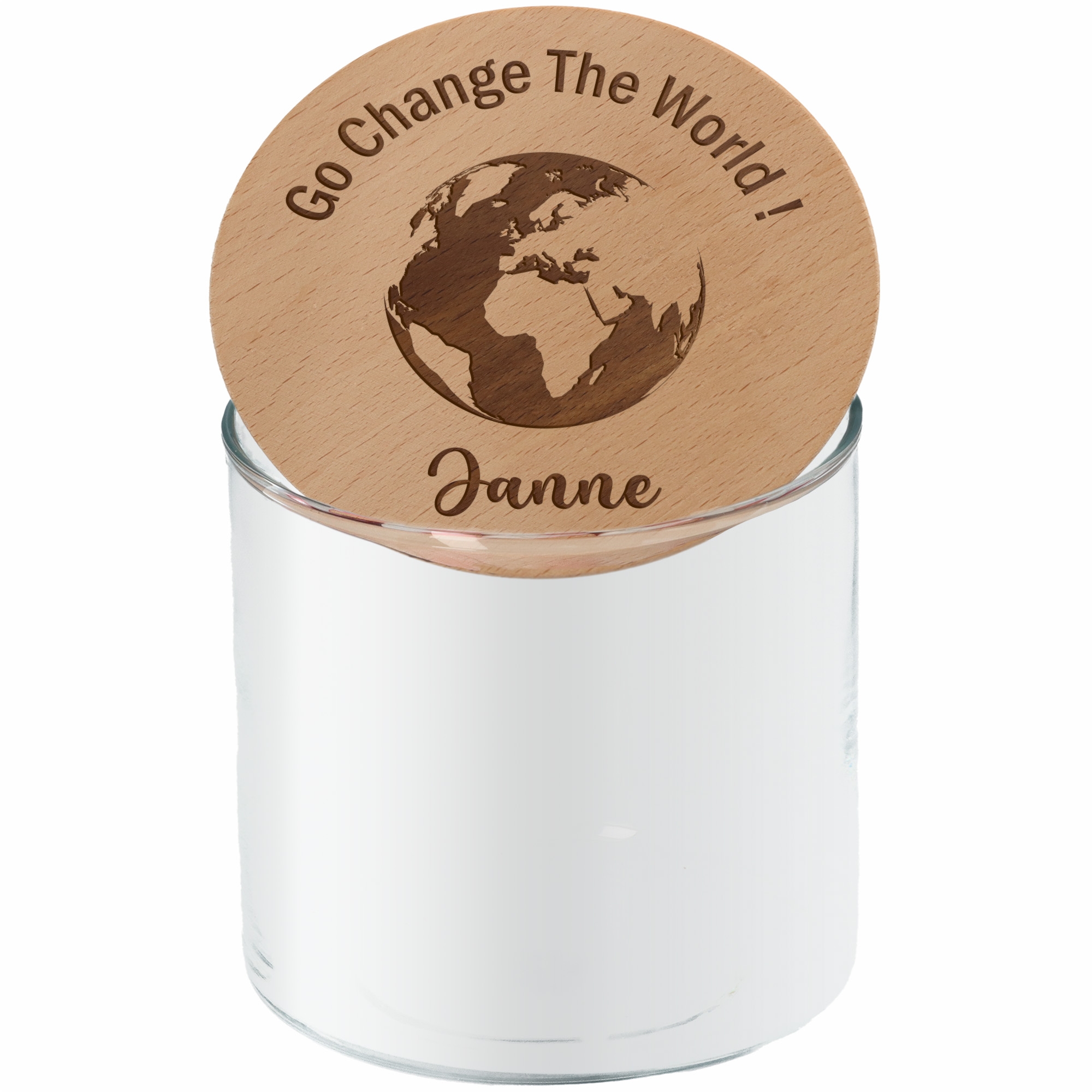 Geschenkglas Go Change The World! "Name" 530 ml