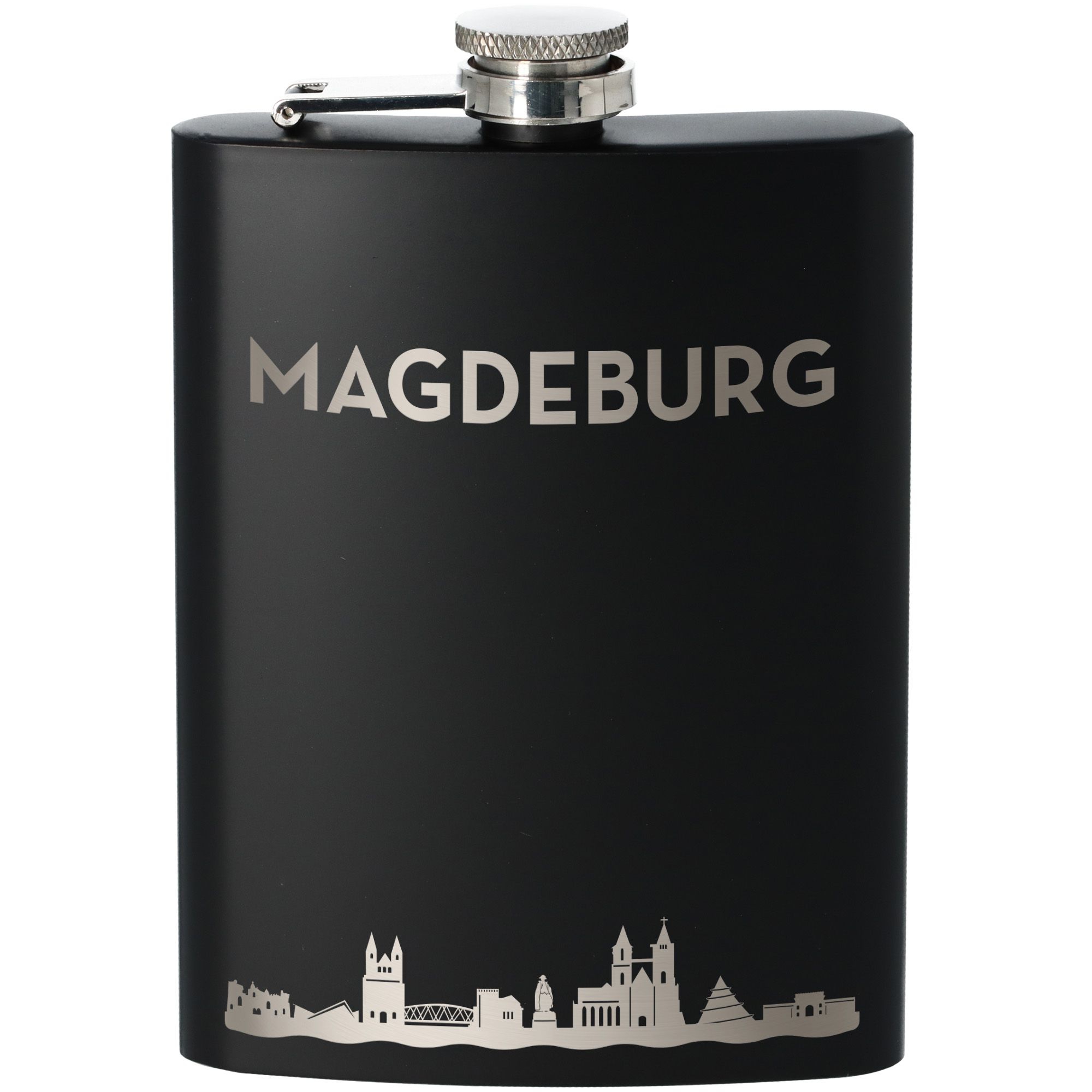 Flachmann Skyline Magdeburg Schwarz 235ml