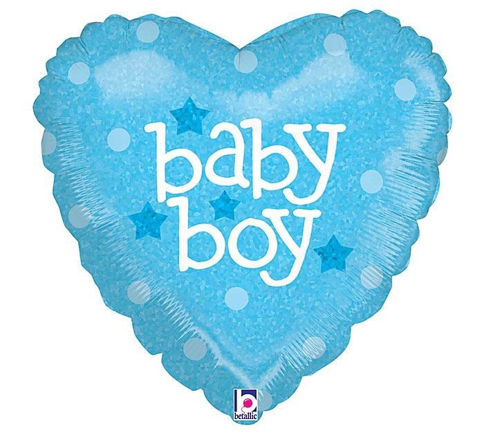 Folienballon Herz Baby Boy Holographic 45cm