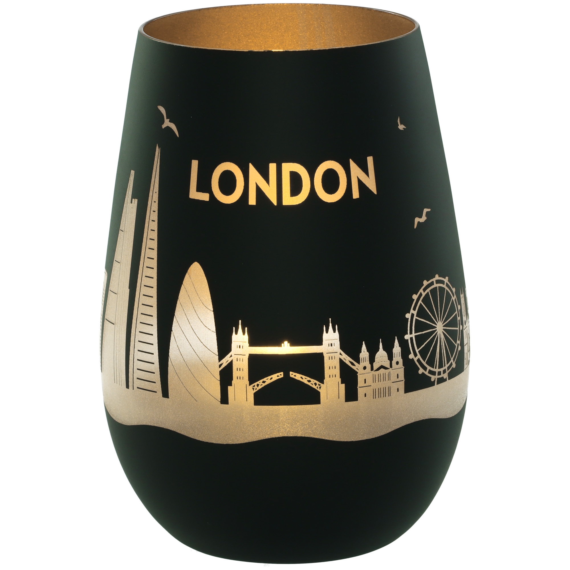 Windlicht Skyline London Schwarz/Silber