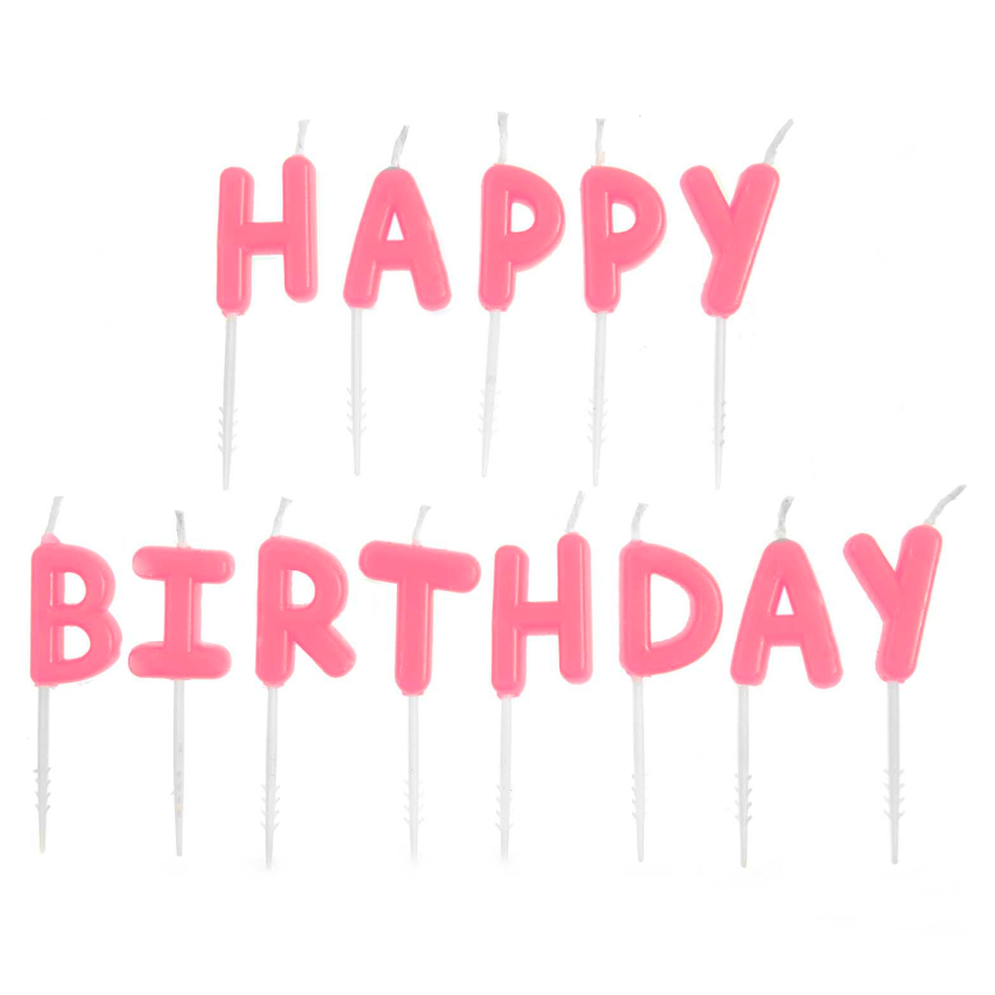 Geburstagskerzen "Happy Birthday" - Neon Pink