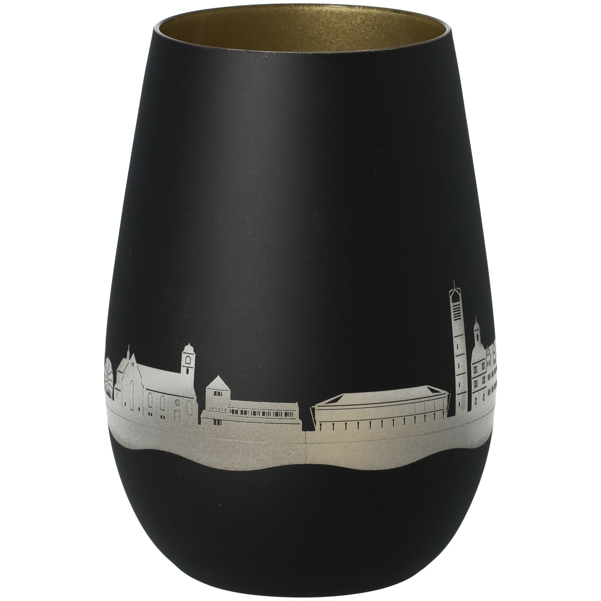 Windlicht Skyline Paderborn Schwarz/Gold