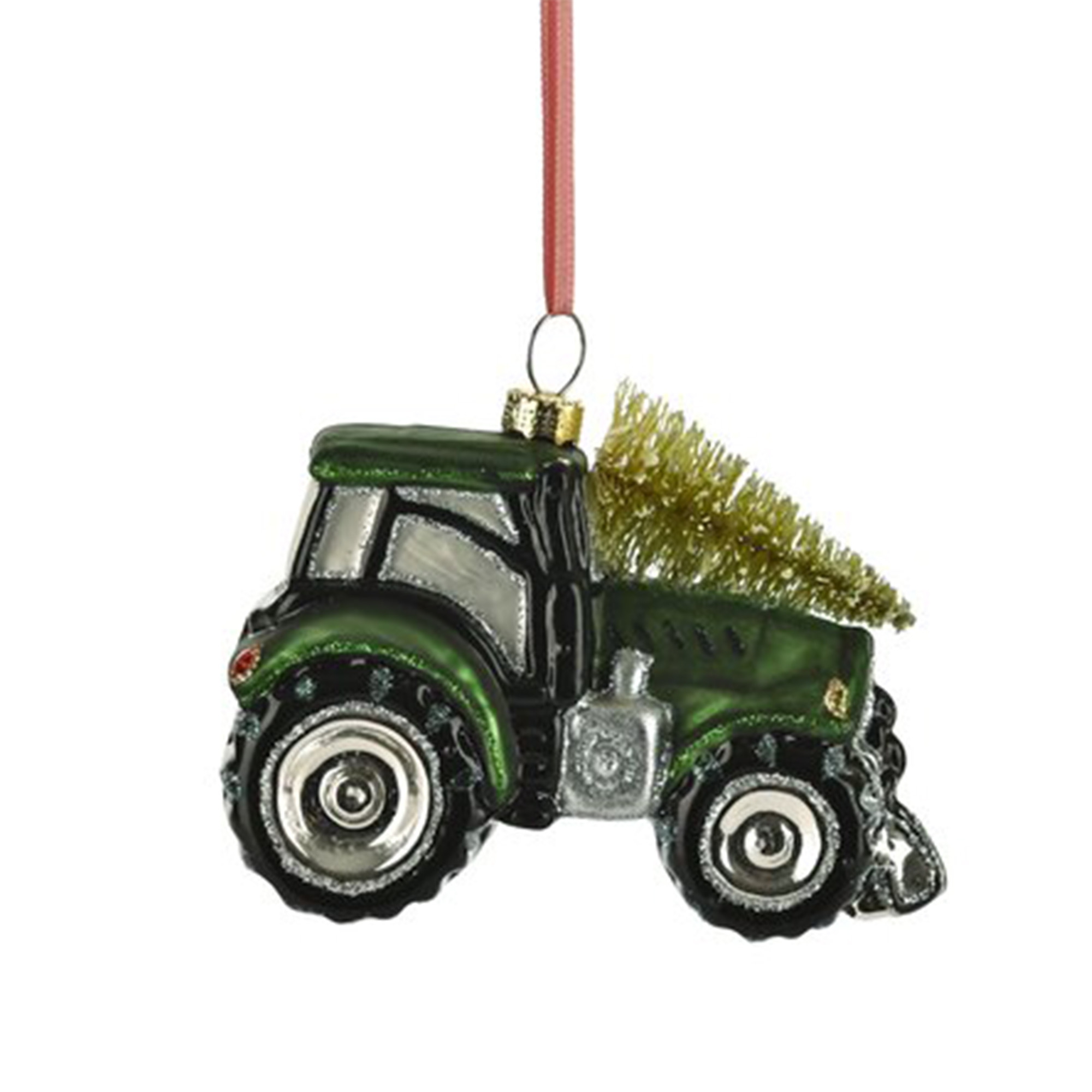 Weihnachtskugel "Traktor mit Weihnachtsbaum"