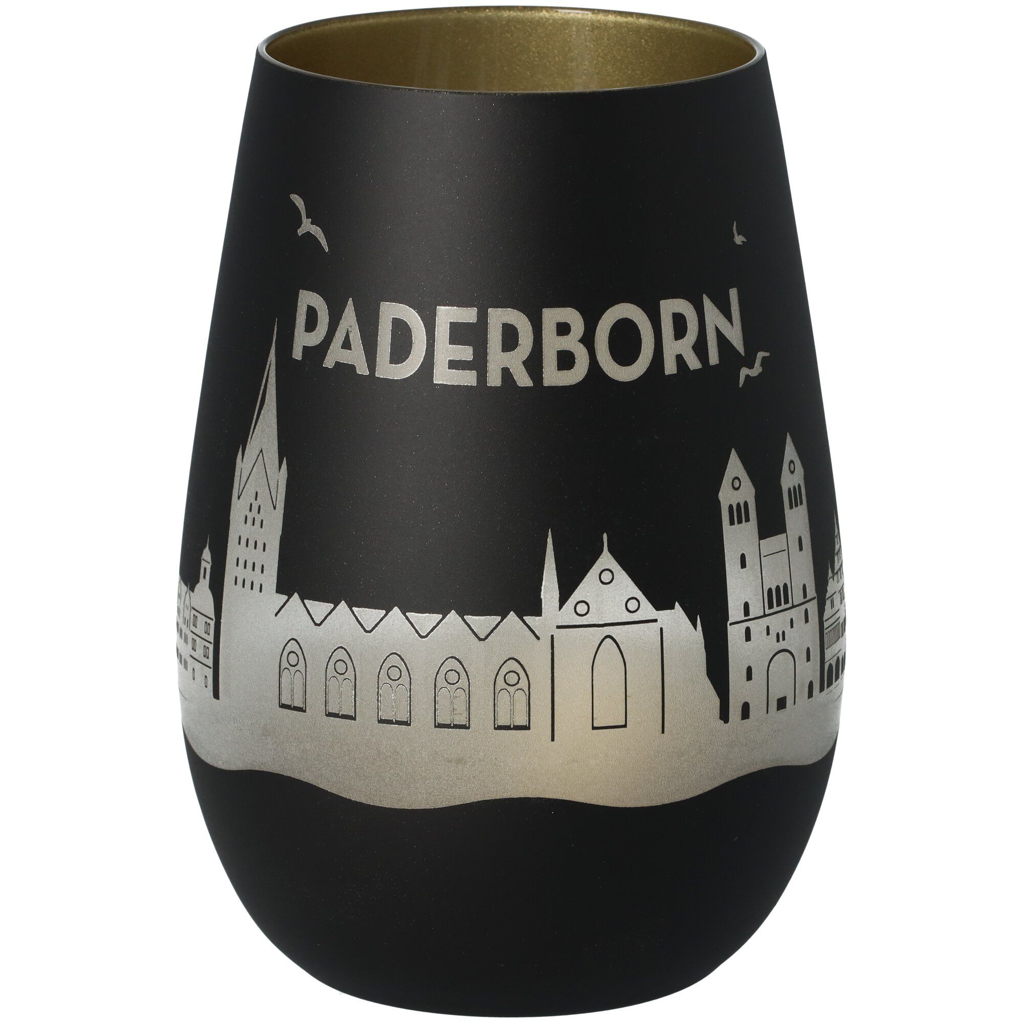 Windlicht Skyline Paderborn Schwarz/Gold