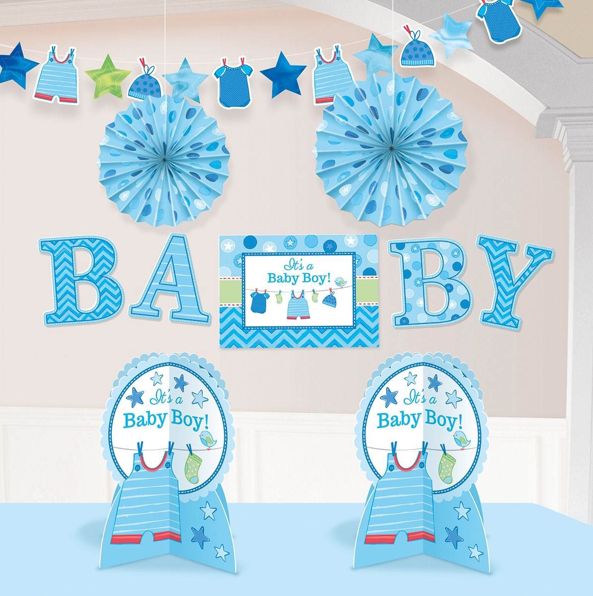 Shower With Love - Baby Shower Deko-Set Junge 10 tlg.