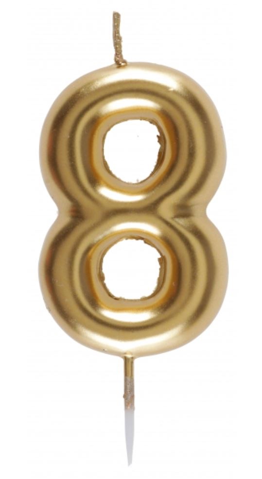 Zahlenkerze "8", Gold