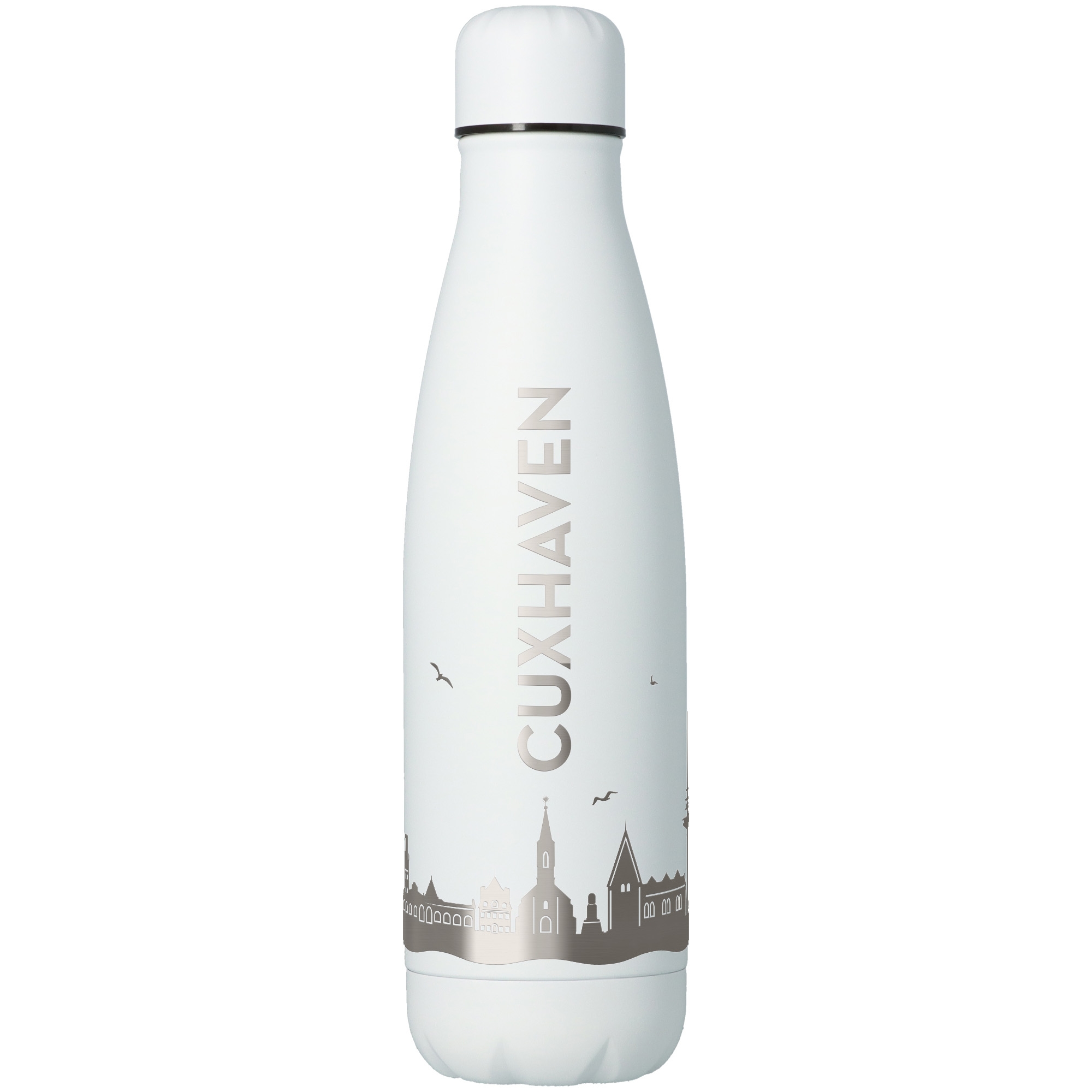 Trinkflasche Skyline Cuxhaven Weiß 500ml