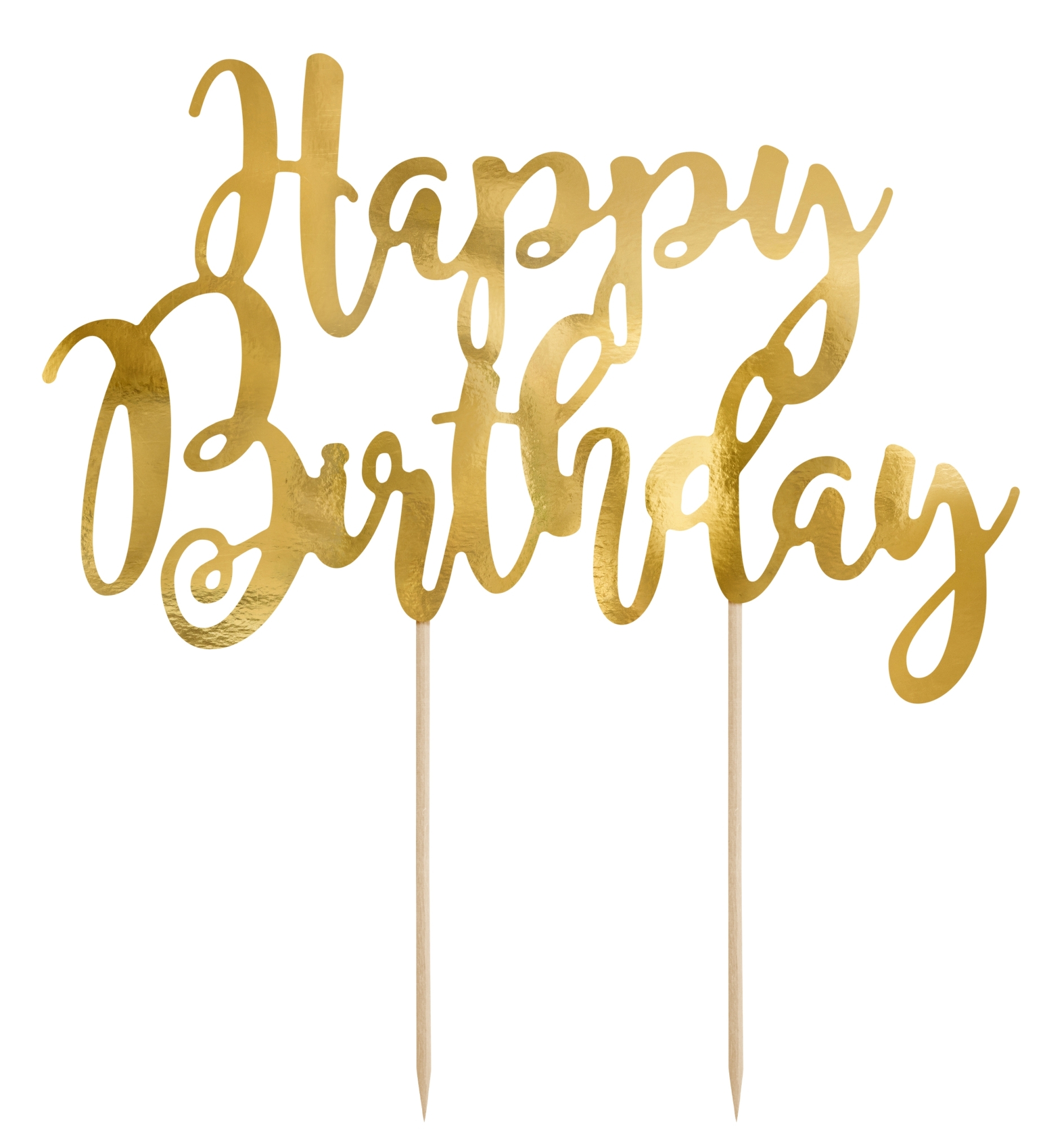 Cake Topper - Happy Birthday Gold