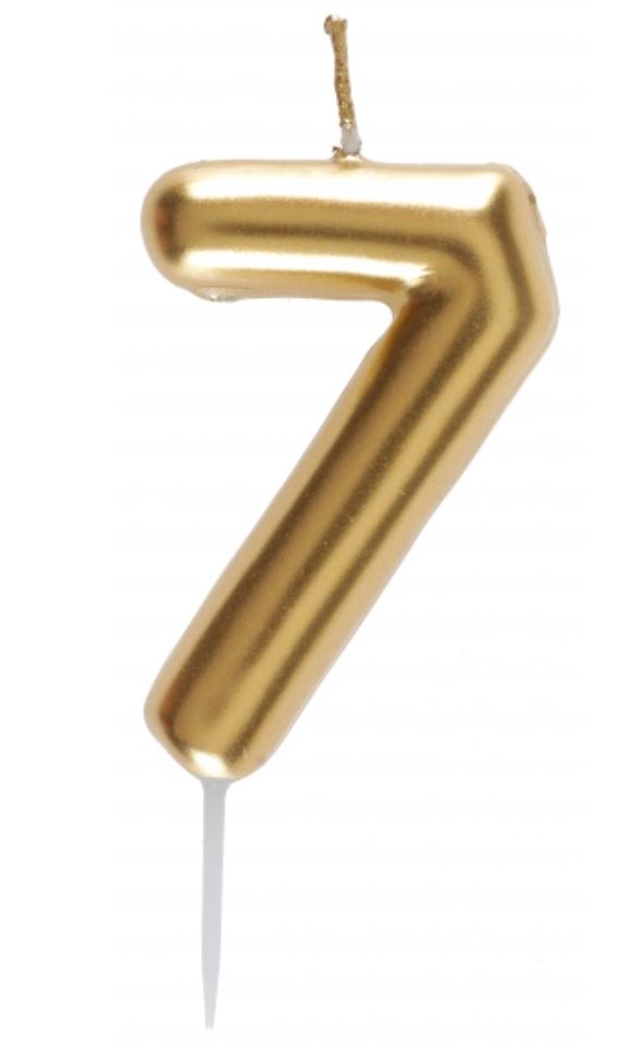 Zahlenkerze "7", Gold