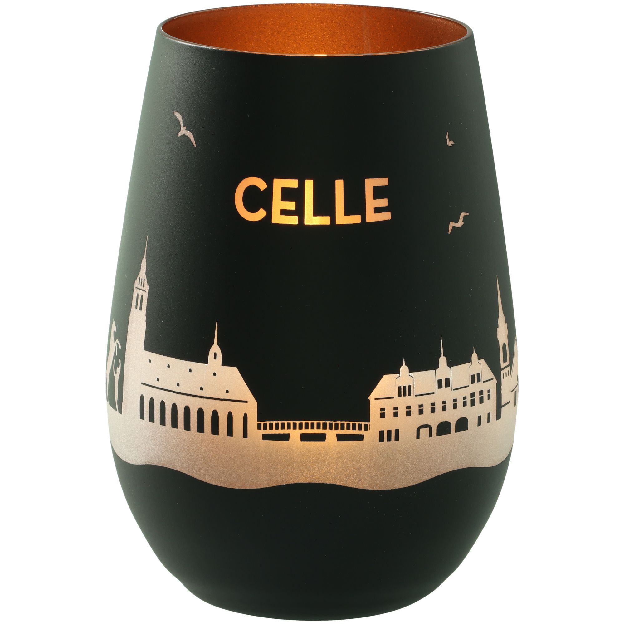 Windlicht Skyline Celle Schwarz/Bronze