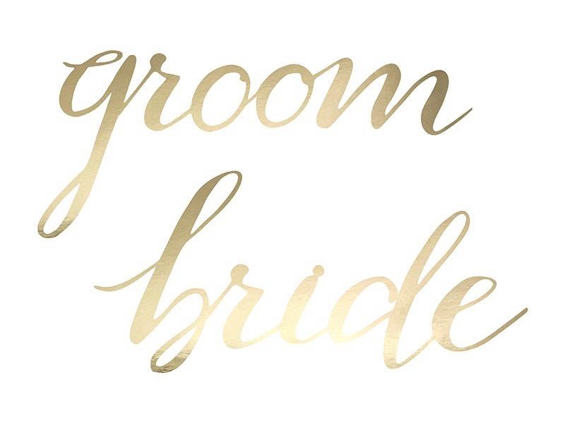 Bride & Groom - Stuhl-Banner Gold