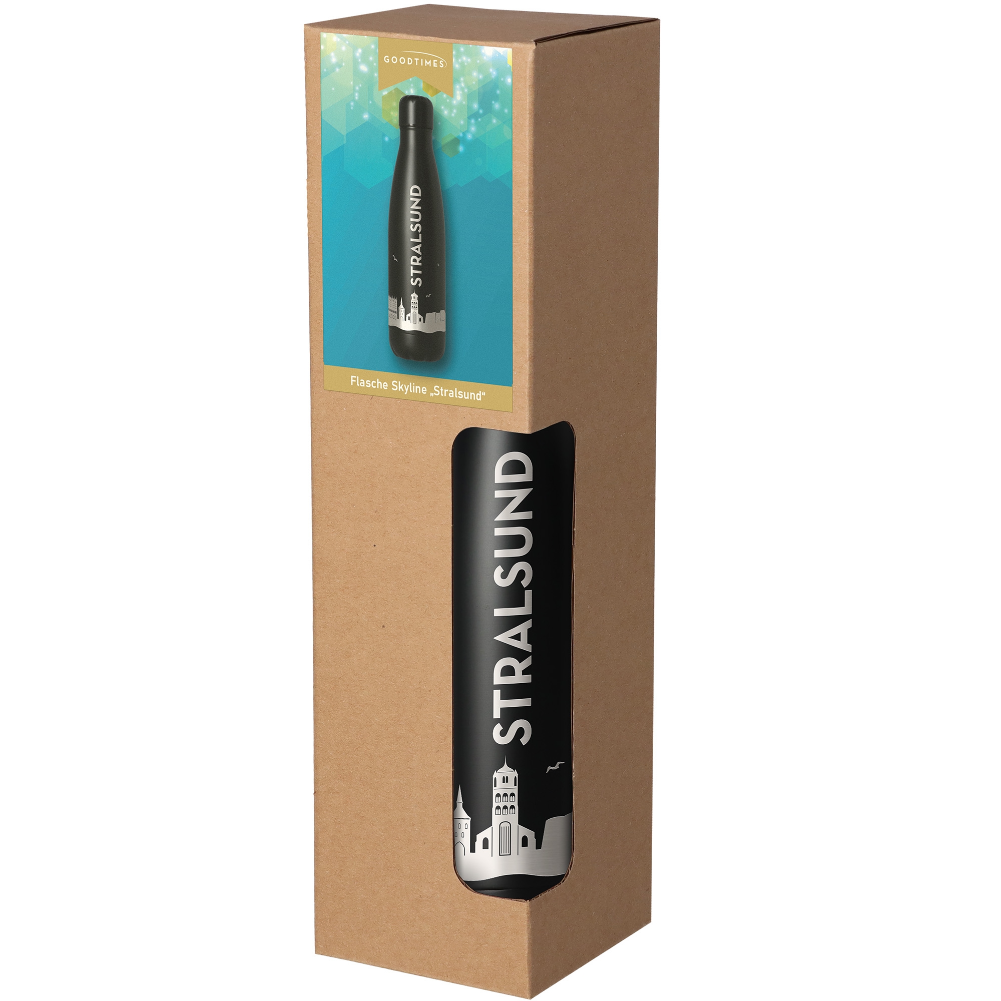 Trinkflasche Skyline Stralsund Schwarz 500ml