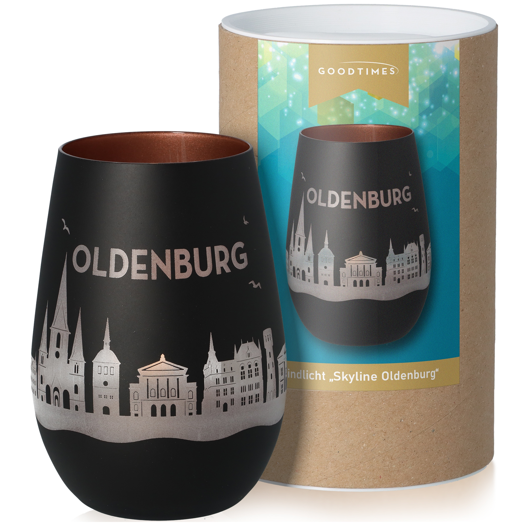 Windlicht Skyline Oldenburg Schwarz/Bronze