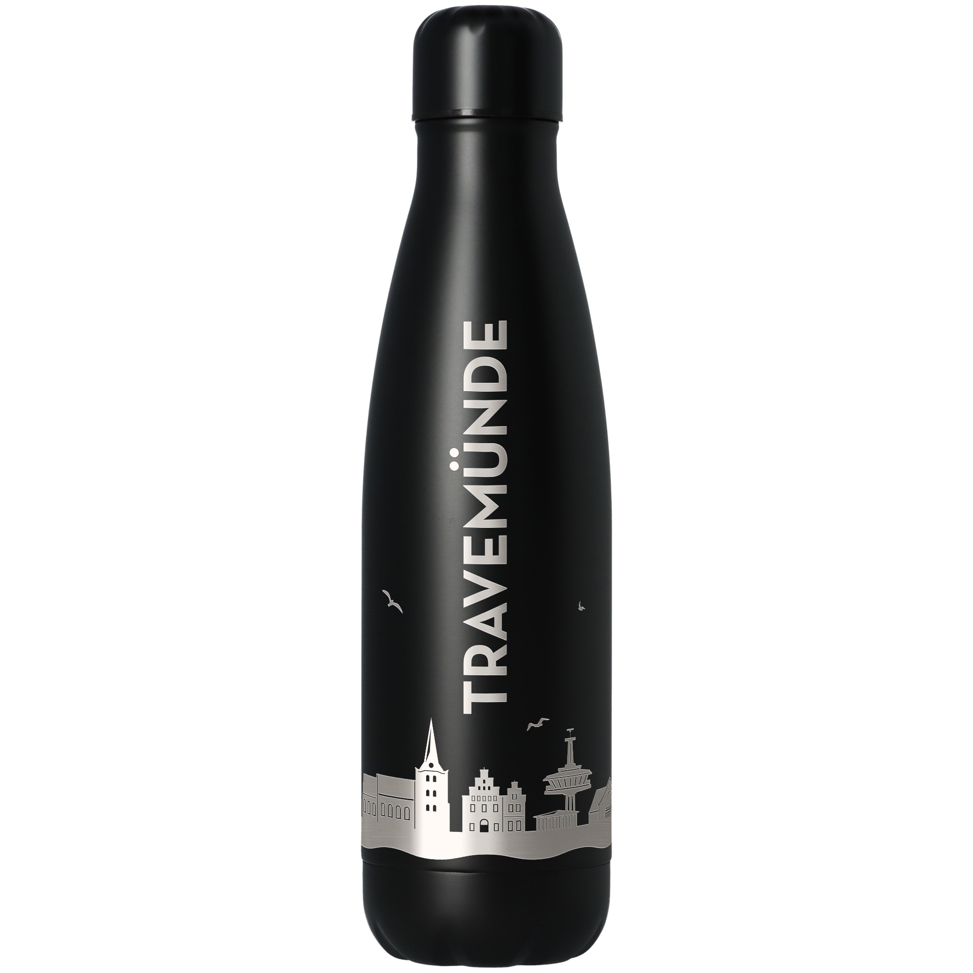 Trinkflasche Skyline Travemünde Schwarz 500ml