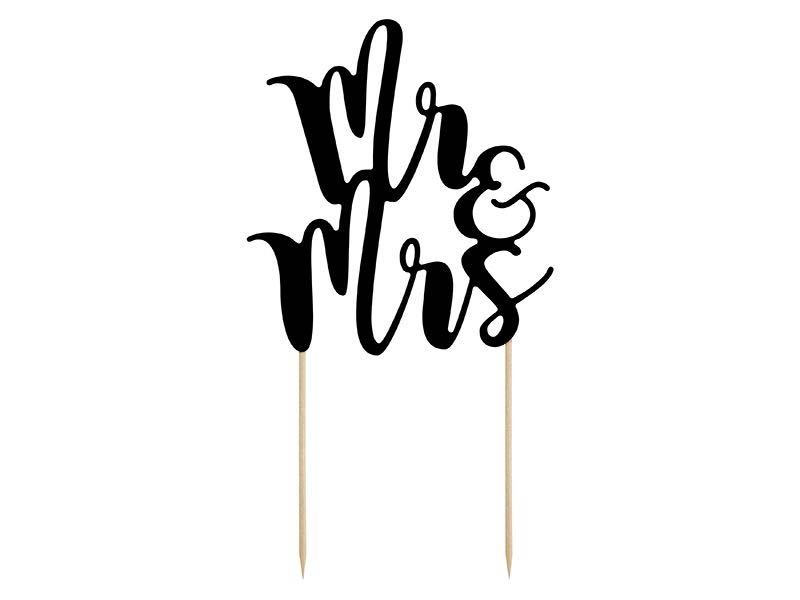 Hochzeitstorten Topper "Mr & Mrs" Schwarz