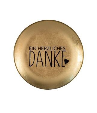 Glasteller "Ein herzliches Danke", Gold - S