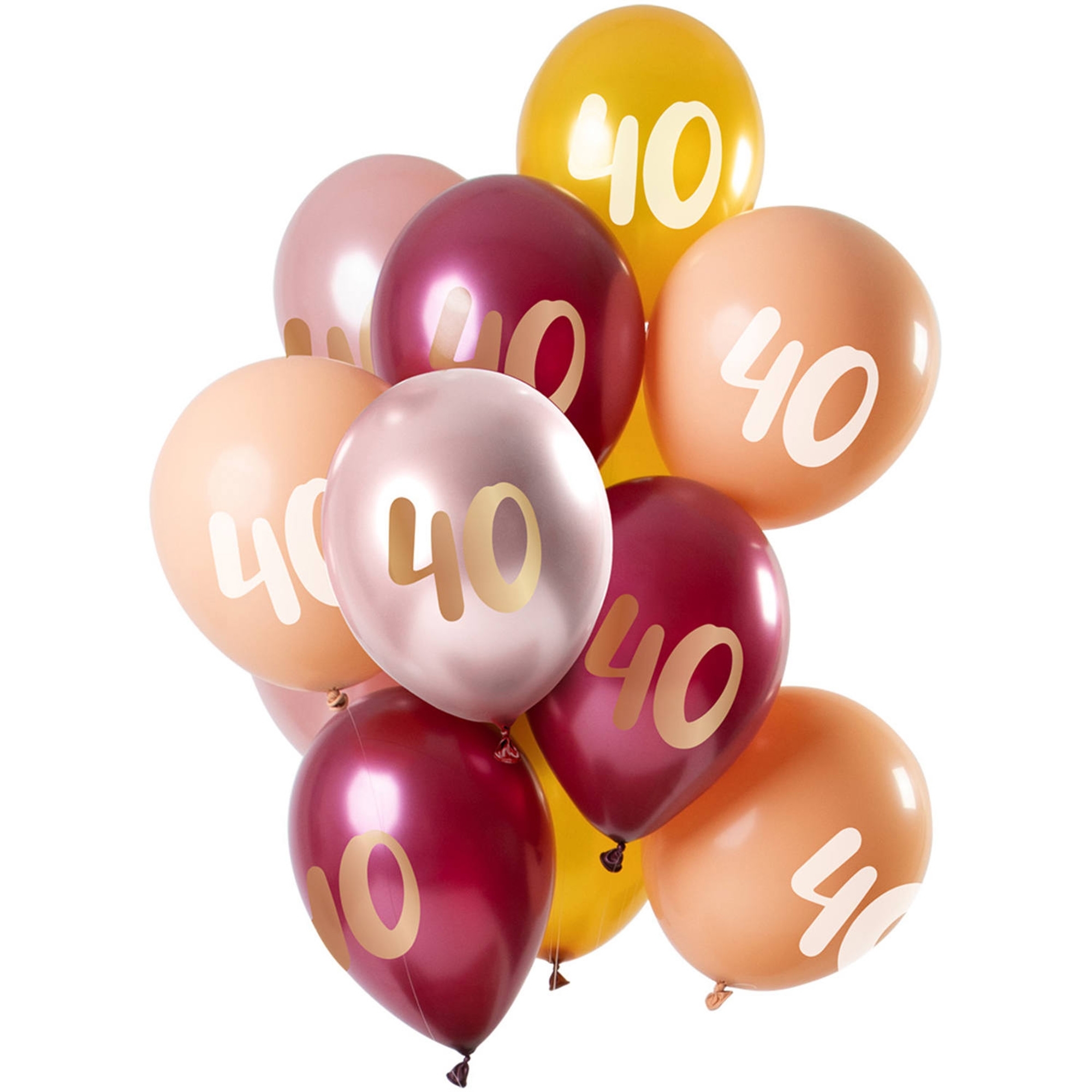 12 Latexballons im Set "Golden Morganite 40 Jahre" Ø 33cm