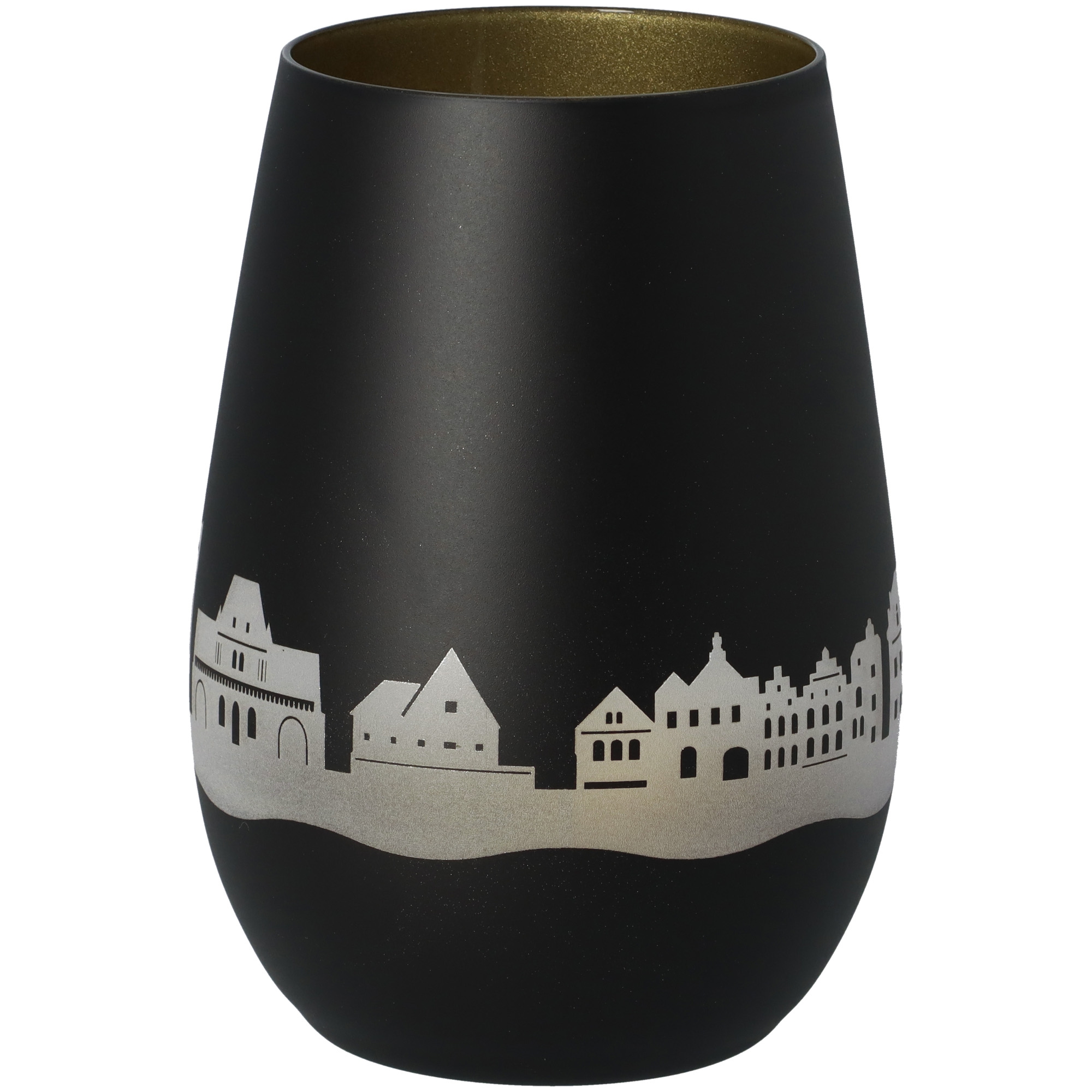 Windlicht Skyline Buxtehude Schwarz/Gold