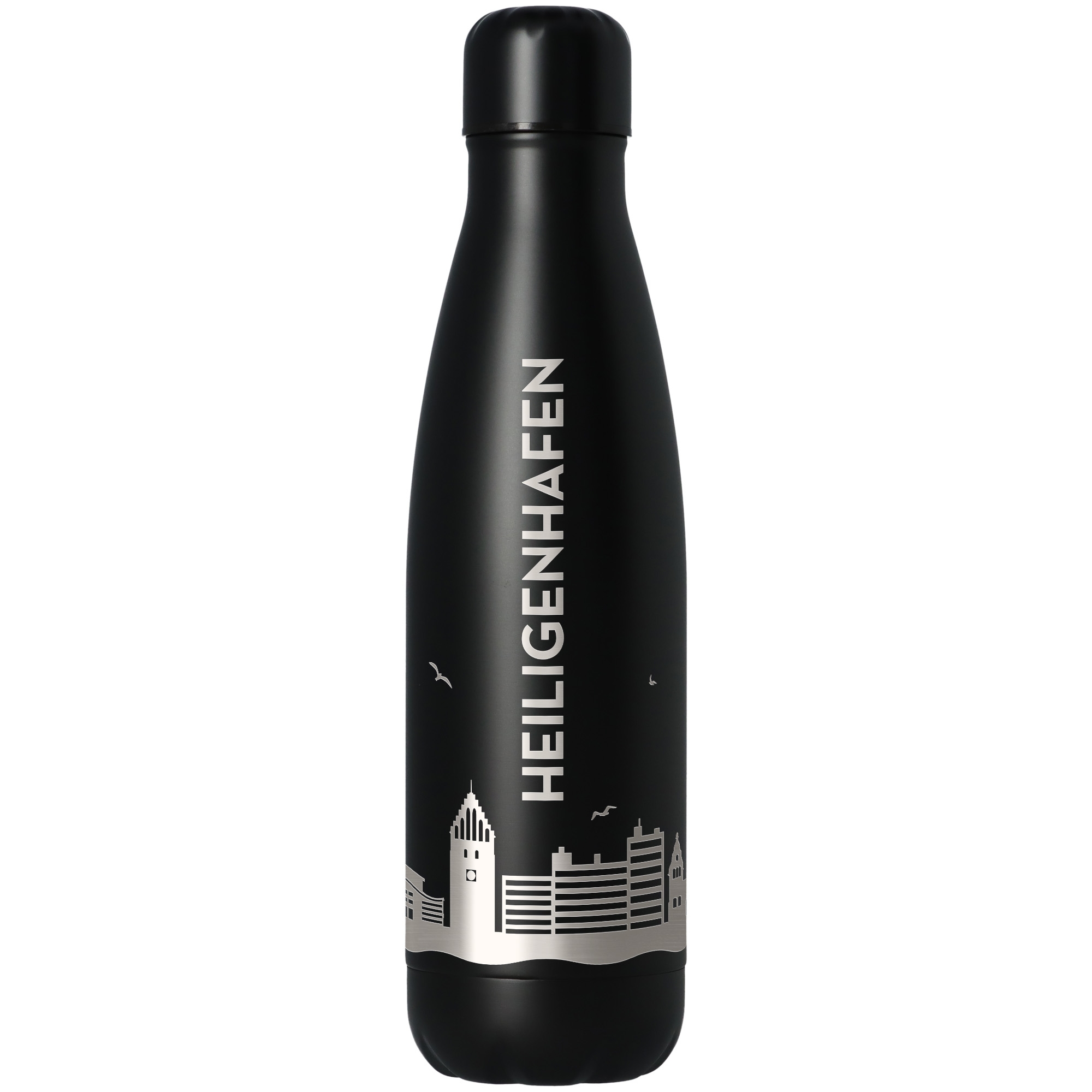 Trinkflasche Skyline Heiligenhafen Schwarz 500ml