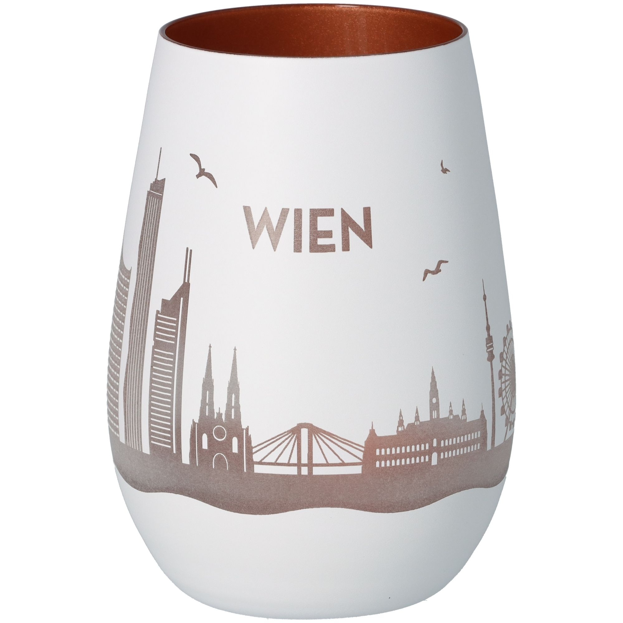 Windlicht Skyline Wien Weiß/Bronze
