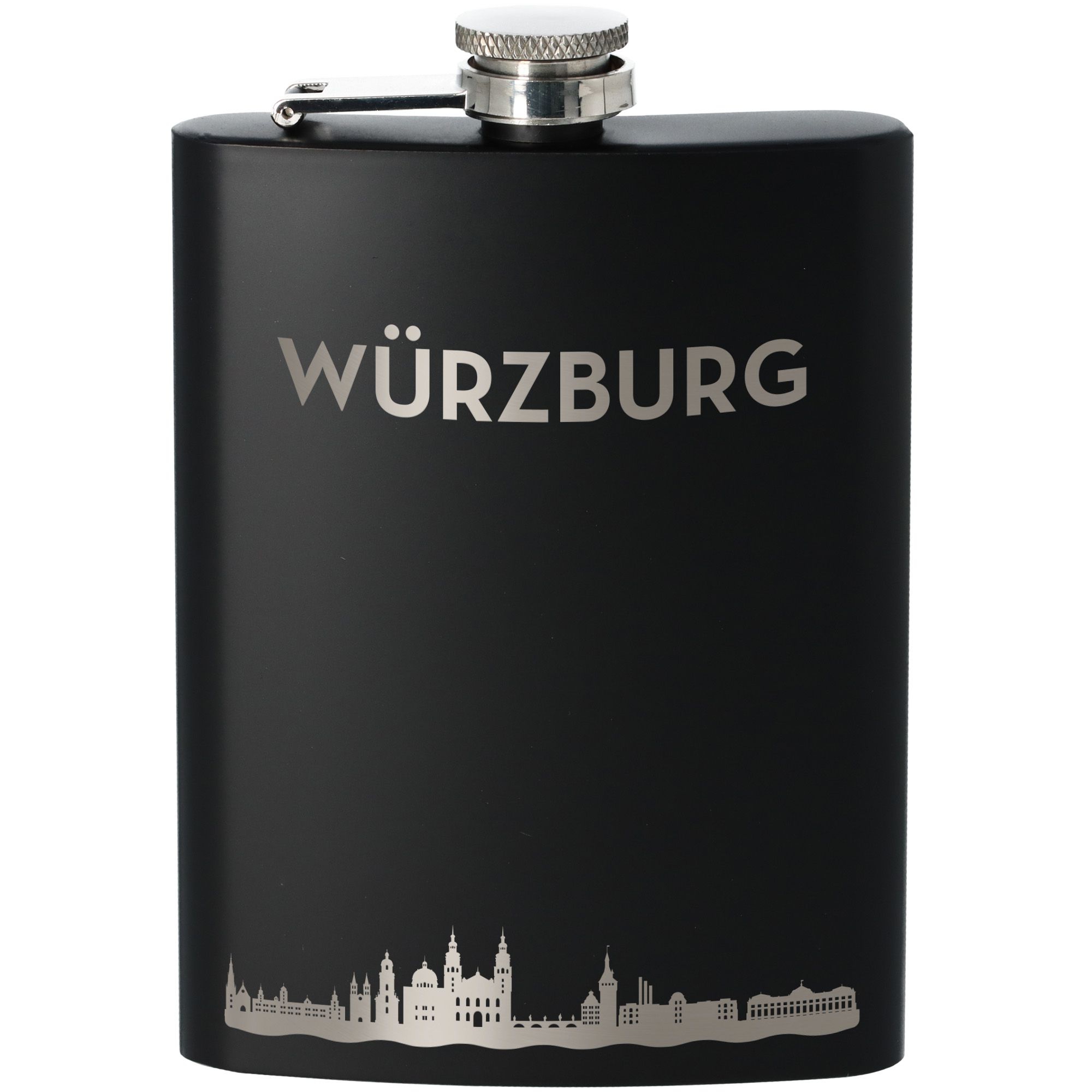 Flachmann Skyline Würzburg Schwarz 235ml