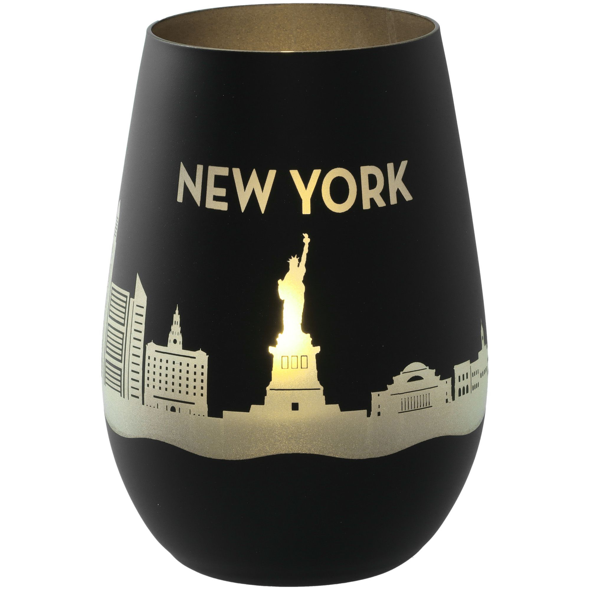 Windlicht Skyline New York Schwarz/Silber