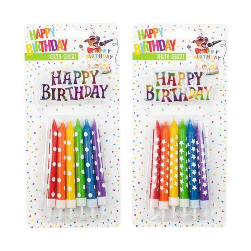 Geburtstagskerzen Deko-Set "Happy Birthday", Bunt