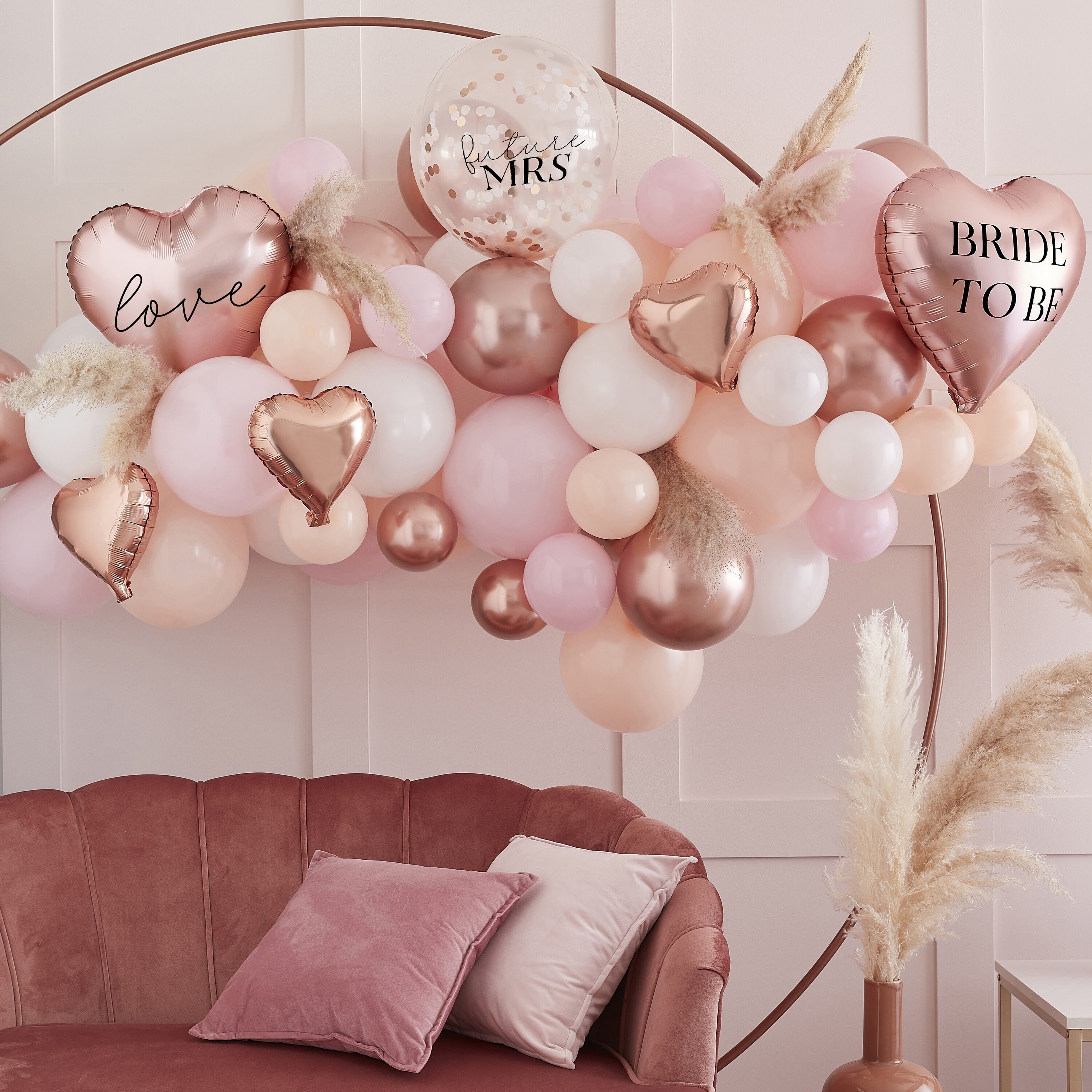 DIY Ballongirlande zum Selberbauen "Bride to be" - Roségold/Rosa/Peach/Weiß