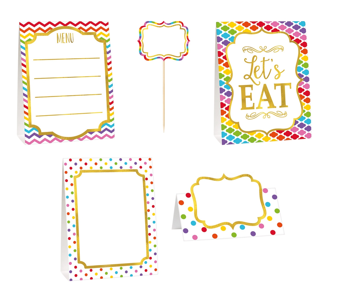 Paper Minis - Buffet Deko-Set Regenbogen 12 tlg.