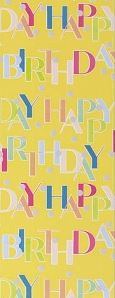 Geschenkpapier auf Rolle "Happy Birthday" Gelb/Bunt, 3m