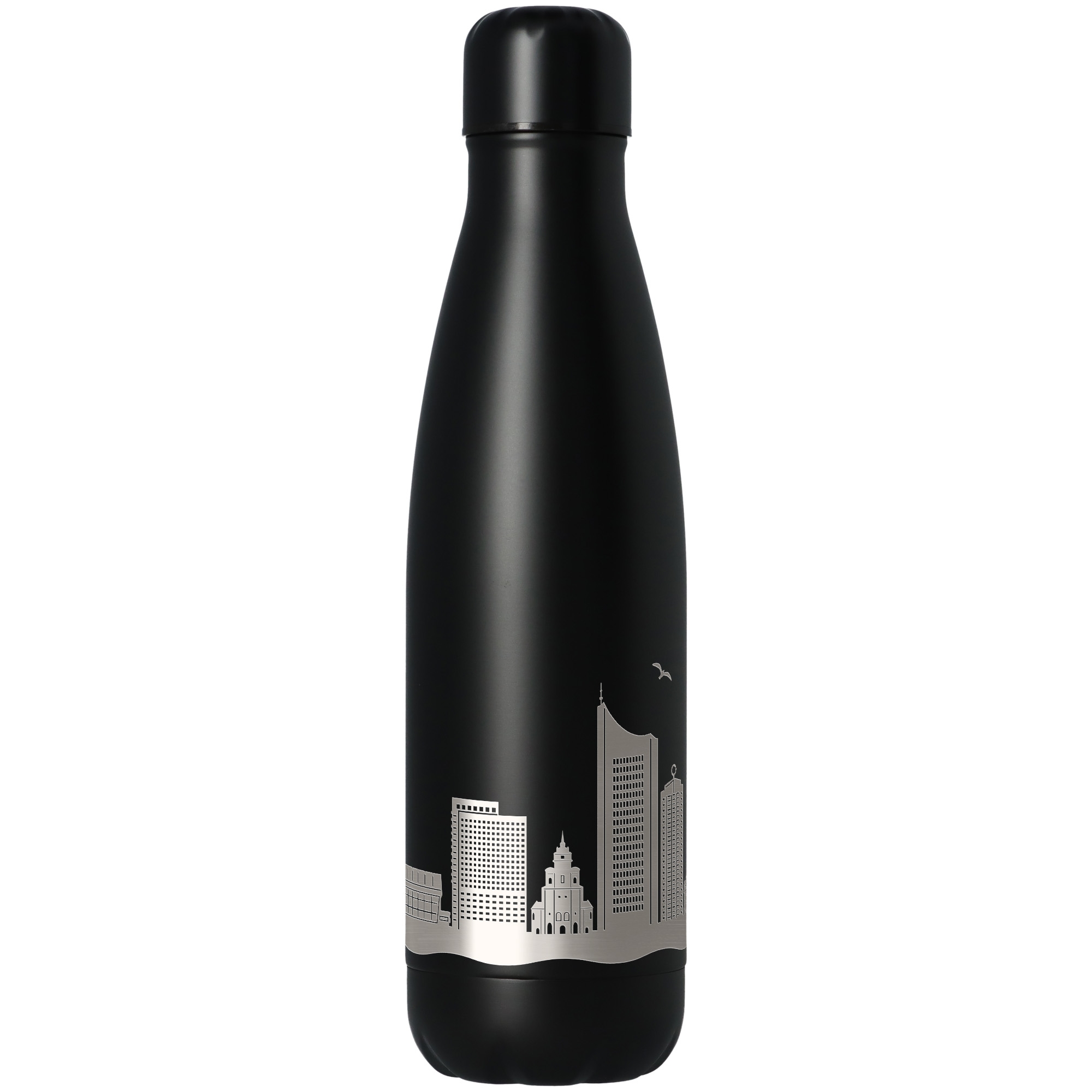 Trinkflasche Skyline Leipzig Schwarz 500ml