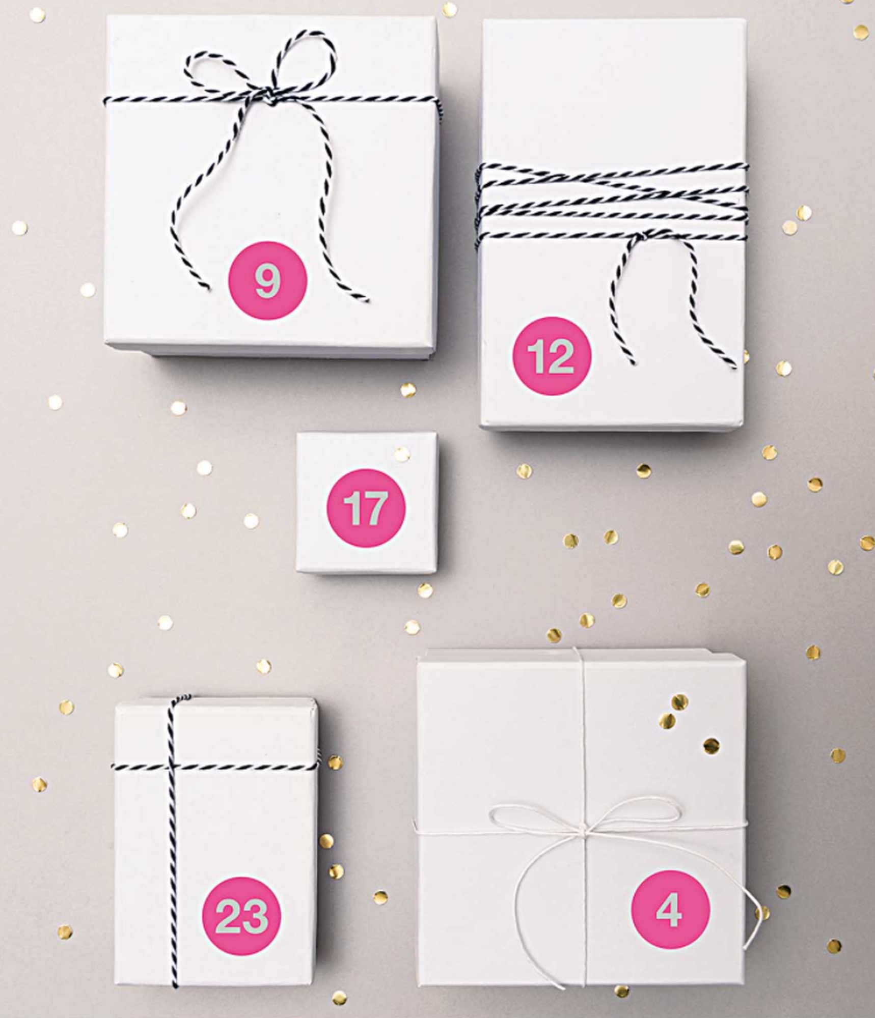 Adventskalender Sticker - Pink / Silber