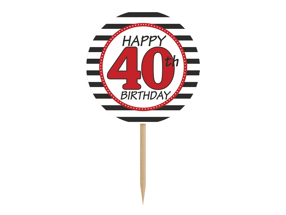 6 Cupcake Topper zum 40. Geburtstag