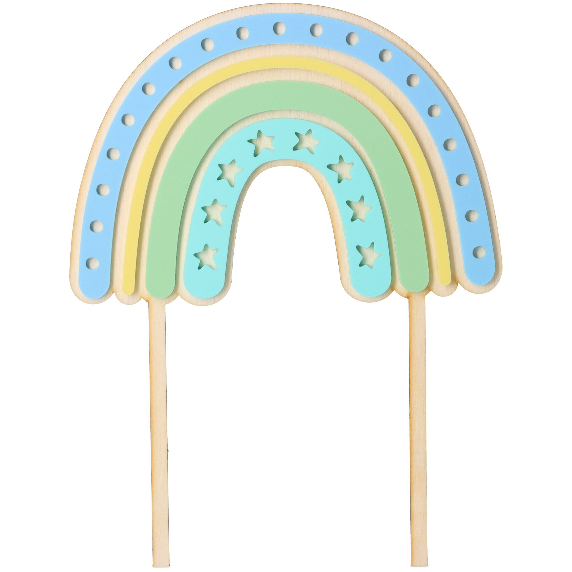 Cake Topper Regenbogen Stern aus Holz & Acryl