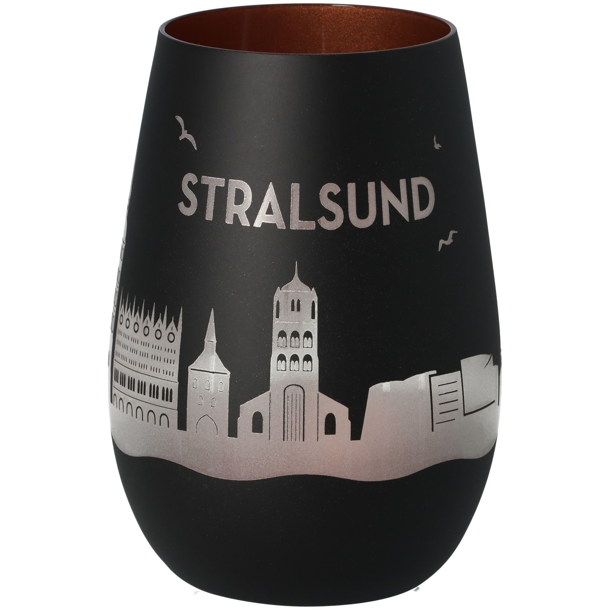 Windlicht Skyline Stralsund Schwarz/Bronze