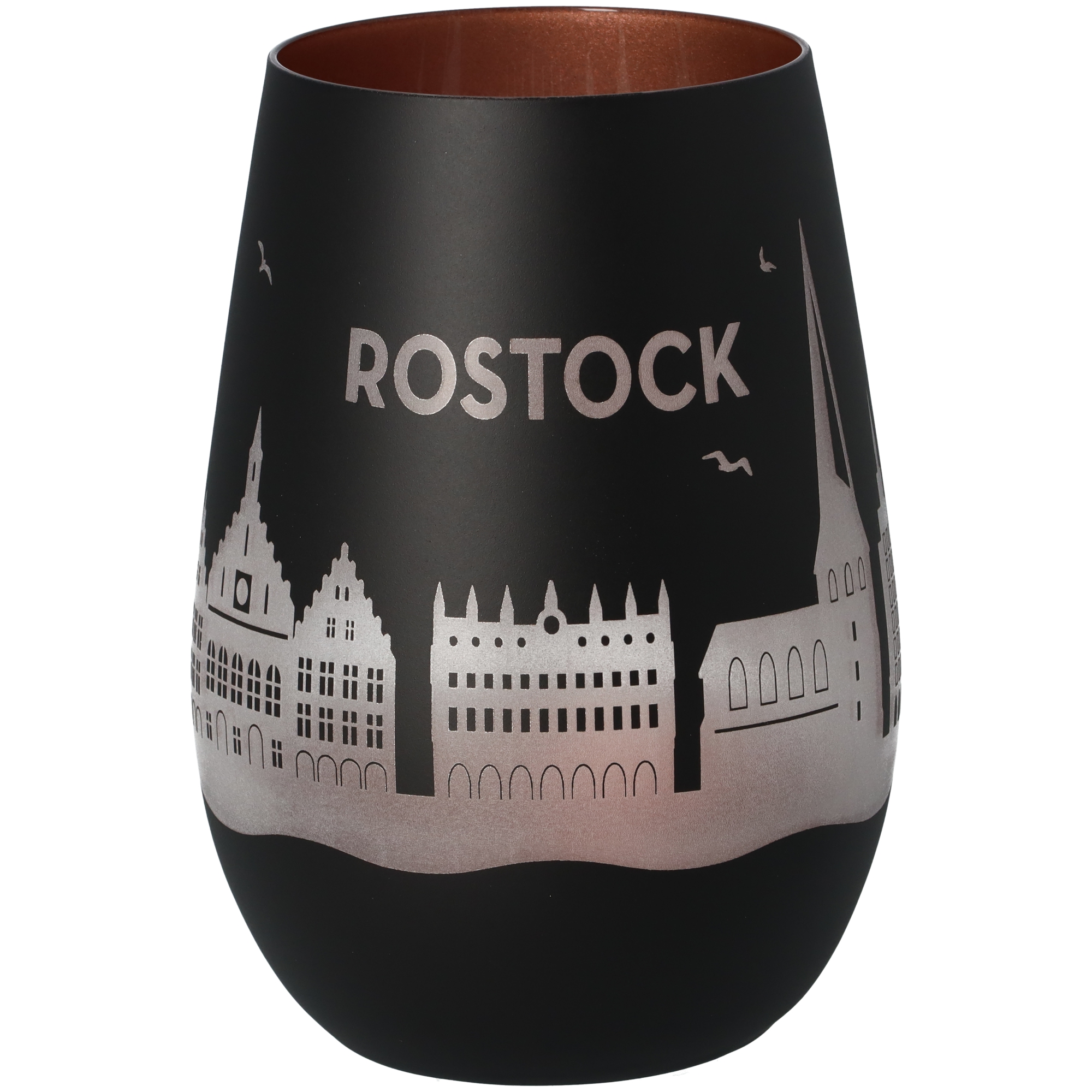 Windlicht Skyline Rostock Schwarz/Bronze