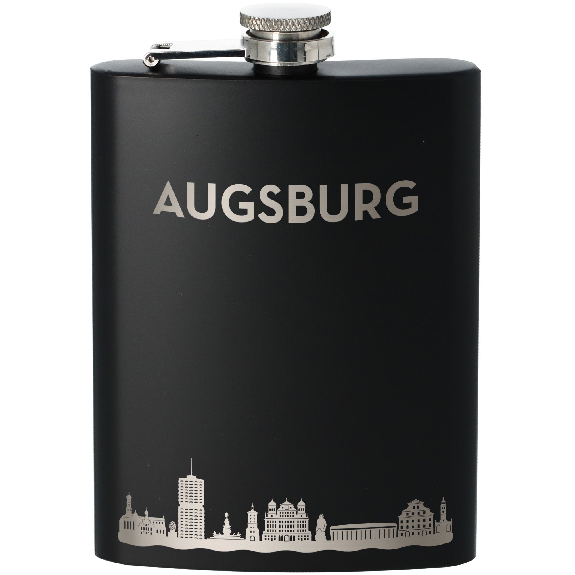 Flachmann Skyline Augsburg Schwarz 235ml