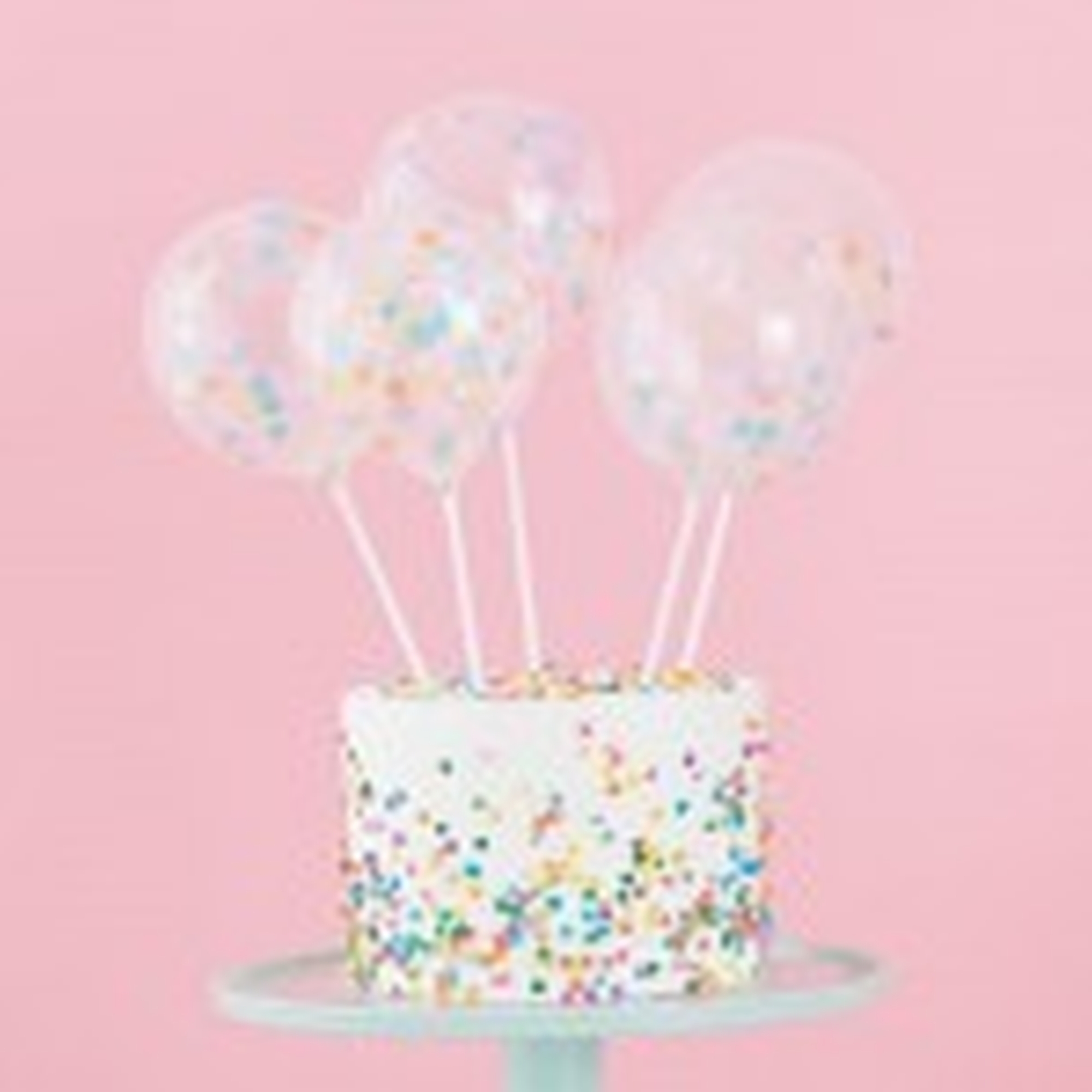 Pastel Party 5 Latexballons, mit buntem Konfetti "Happy Birthday" Ø 30cm