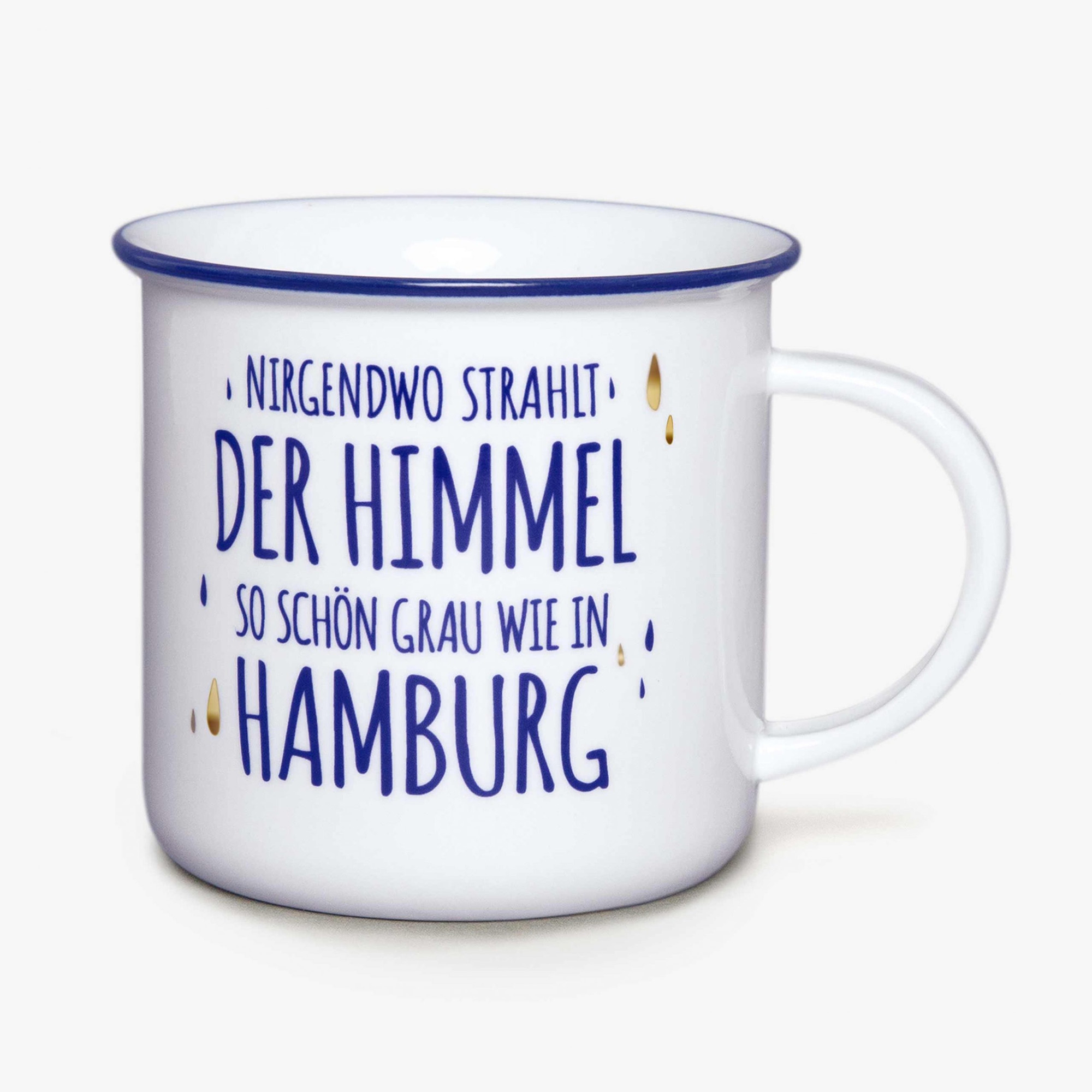 Tasse aus Porzellan "Nirgendwo strahlt der Himmel so grau wie in Hamburg"