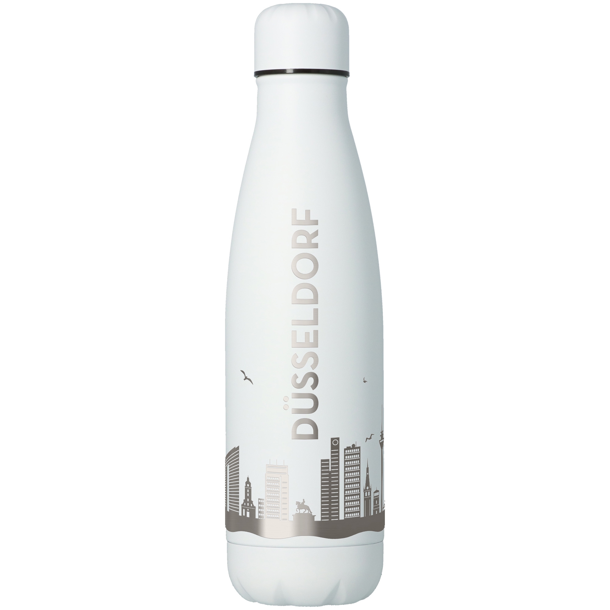 Trinkflasche Skyline Düsseldorf Weiß 500ml